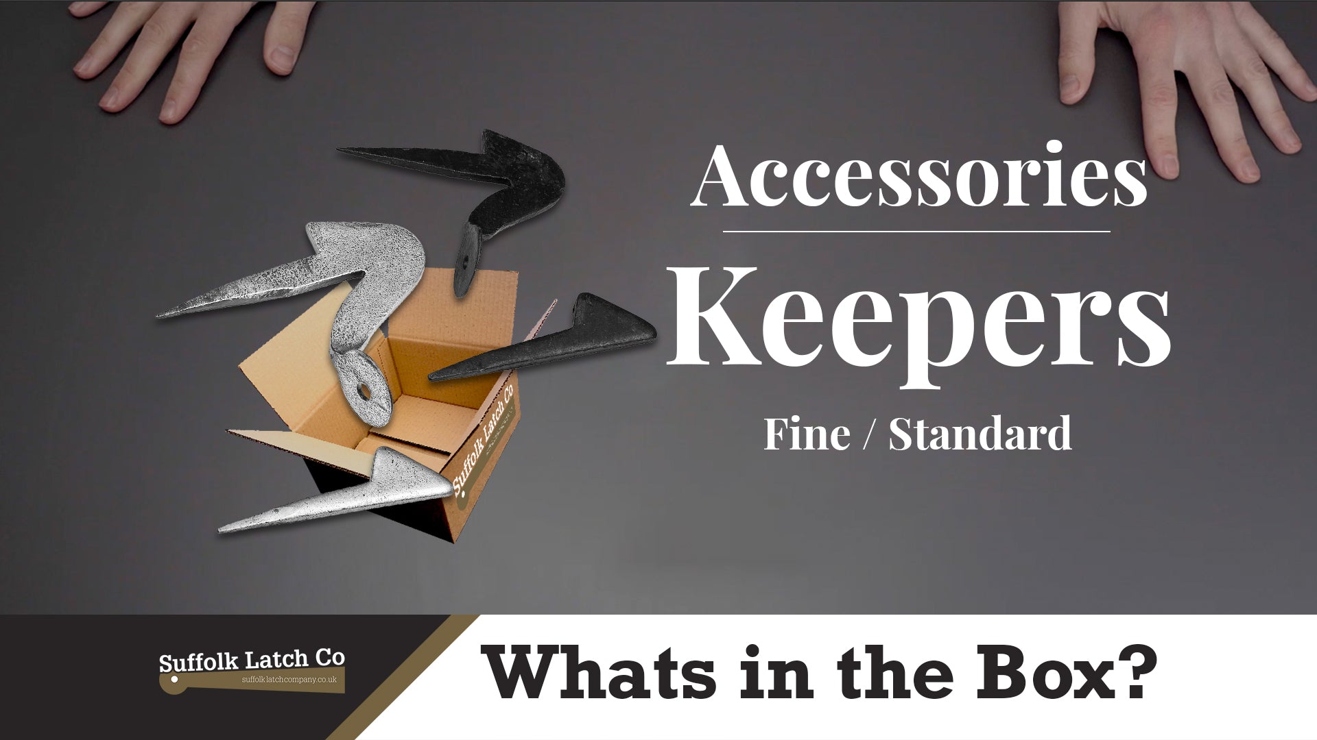 What's In The Box: Standard / Fine Latch Keepers in Black & Pewter