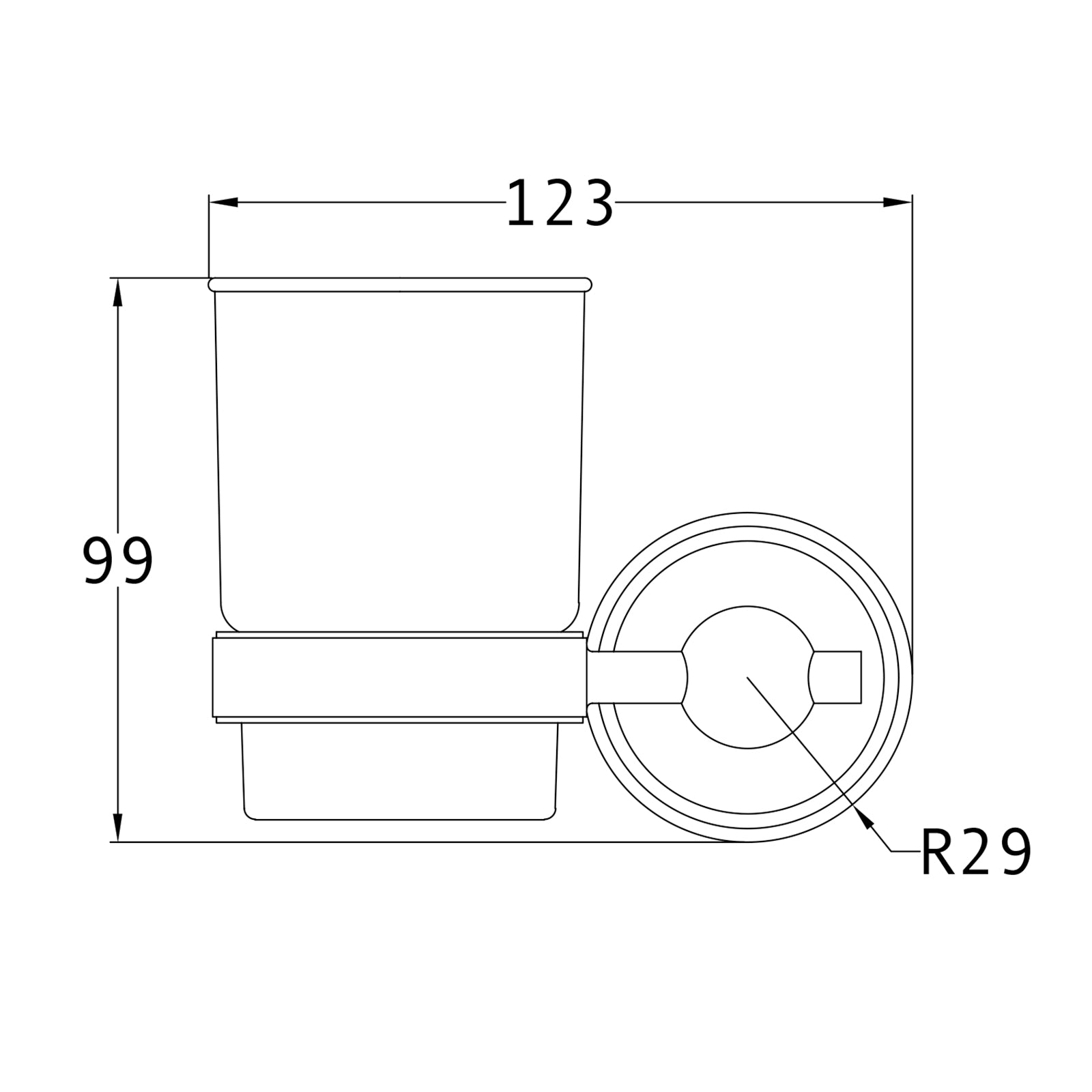 SHOW Technical Drawing of Cambridge Tumbler Holder