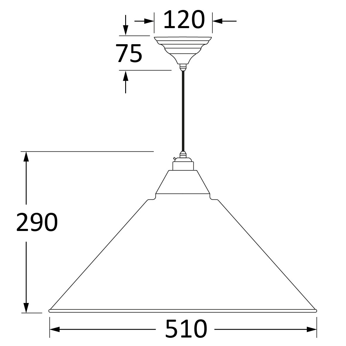 SHOW Technical Drawing of Hockley Ceiling Light in Flock