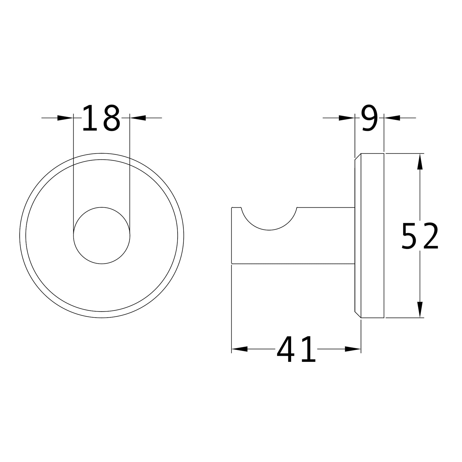 SHOW Technical Drawing of Oxford Towel Robe Hook