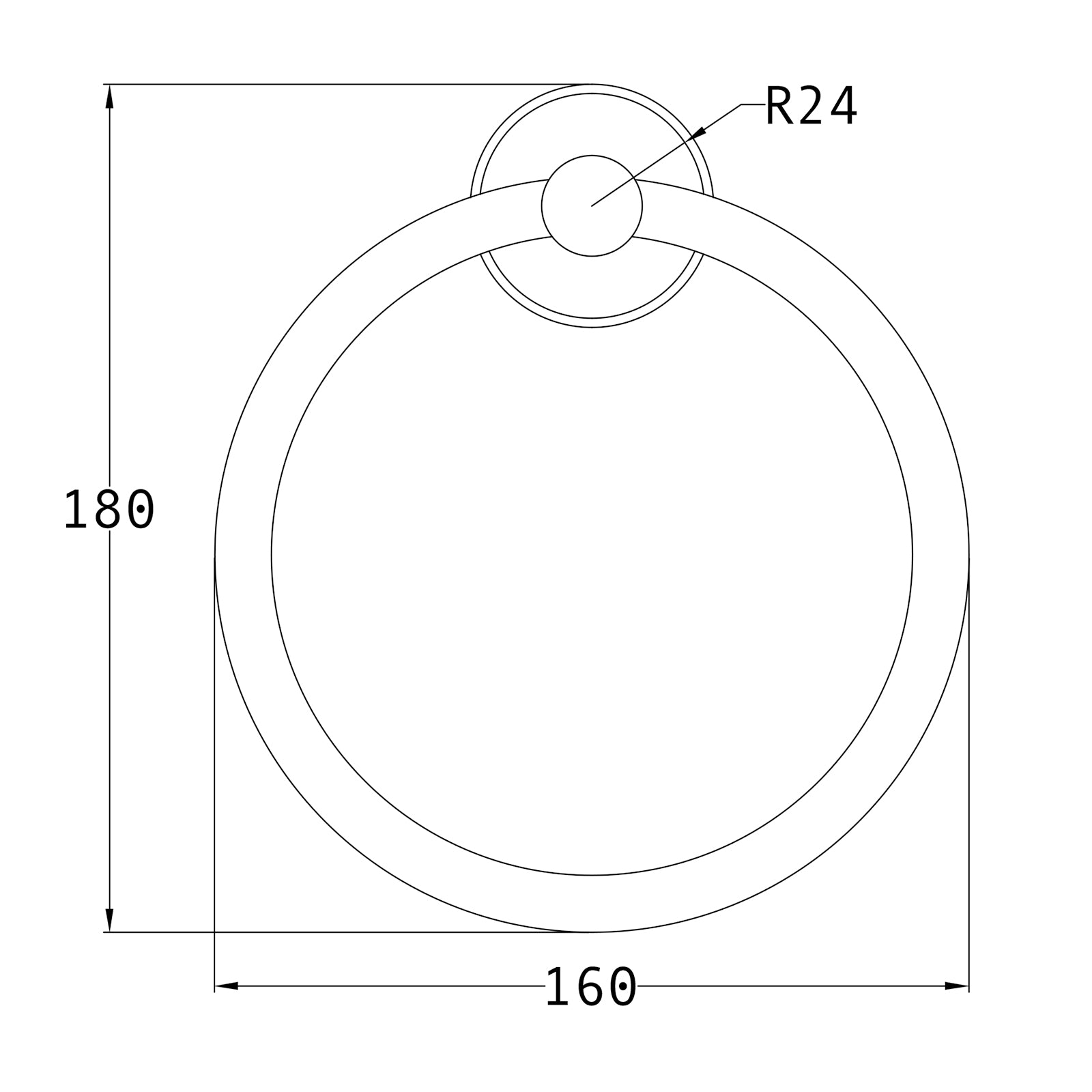 SHOW Technical Drawing of Oxford Towel Ring