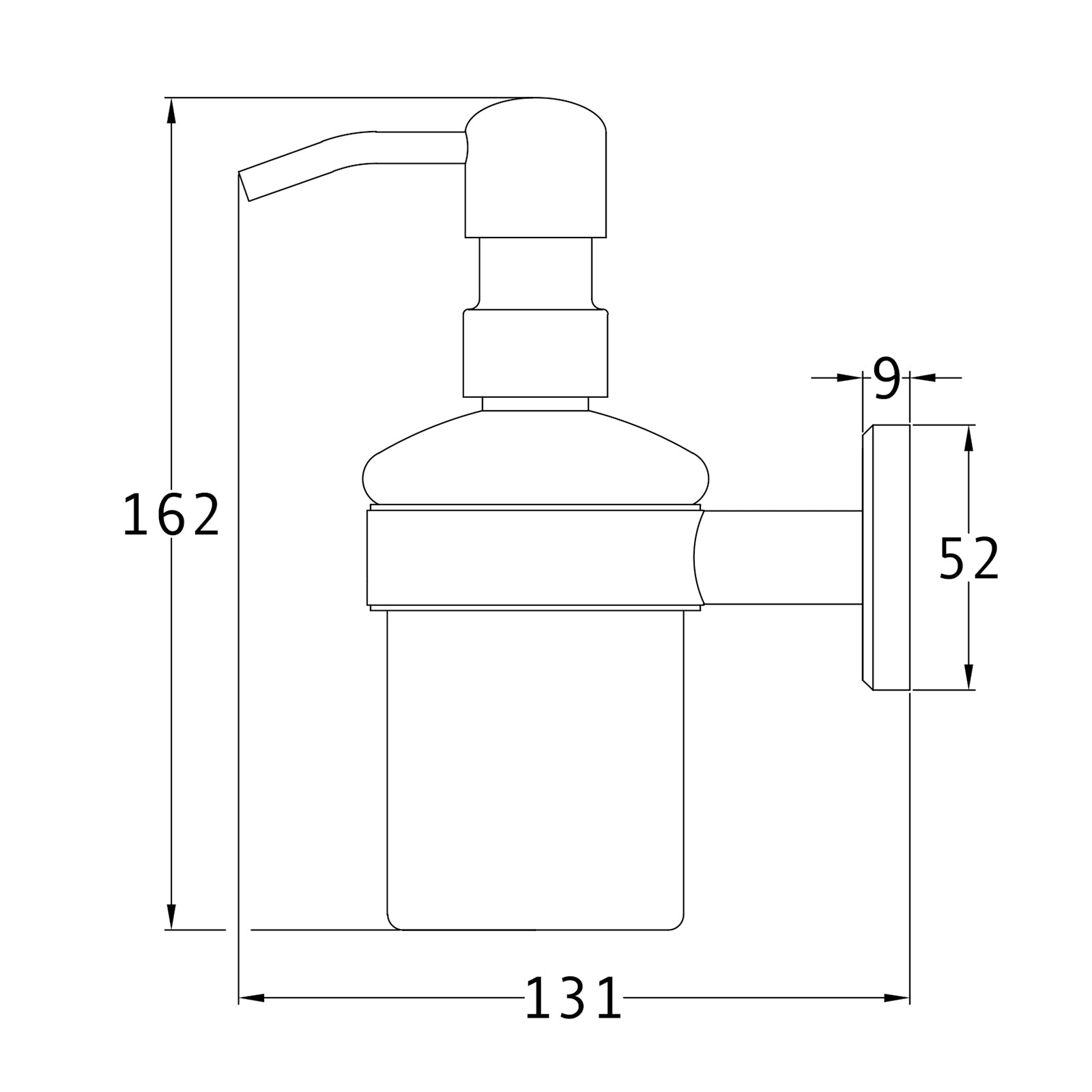 SHOW Technical Drawing of Oxford Soap Dispenser