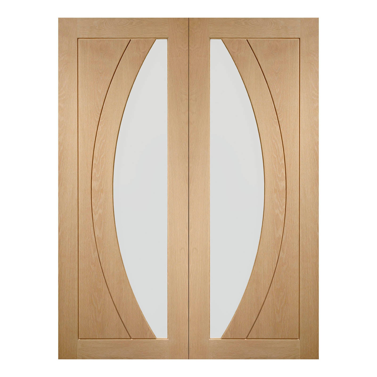 Internal Oak Salerno Double Door with Clear Flat Glass
