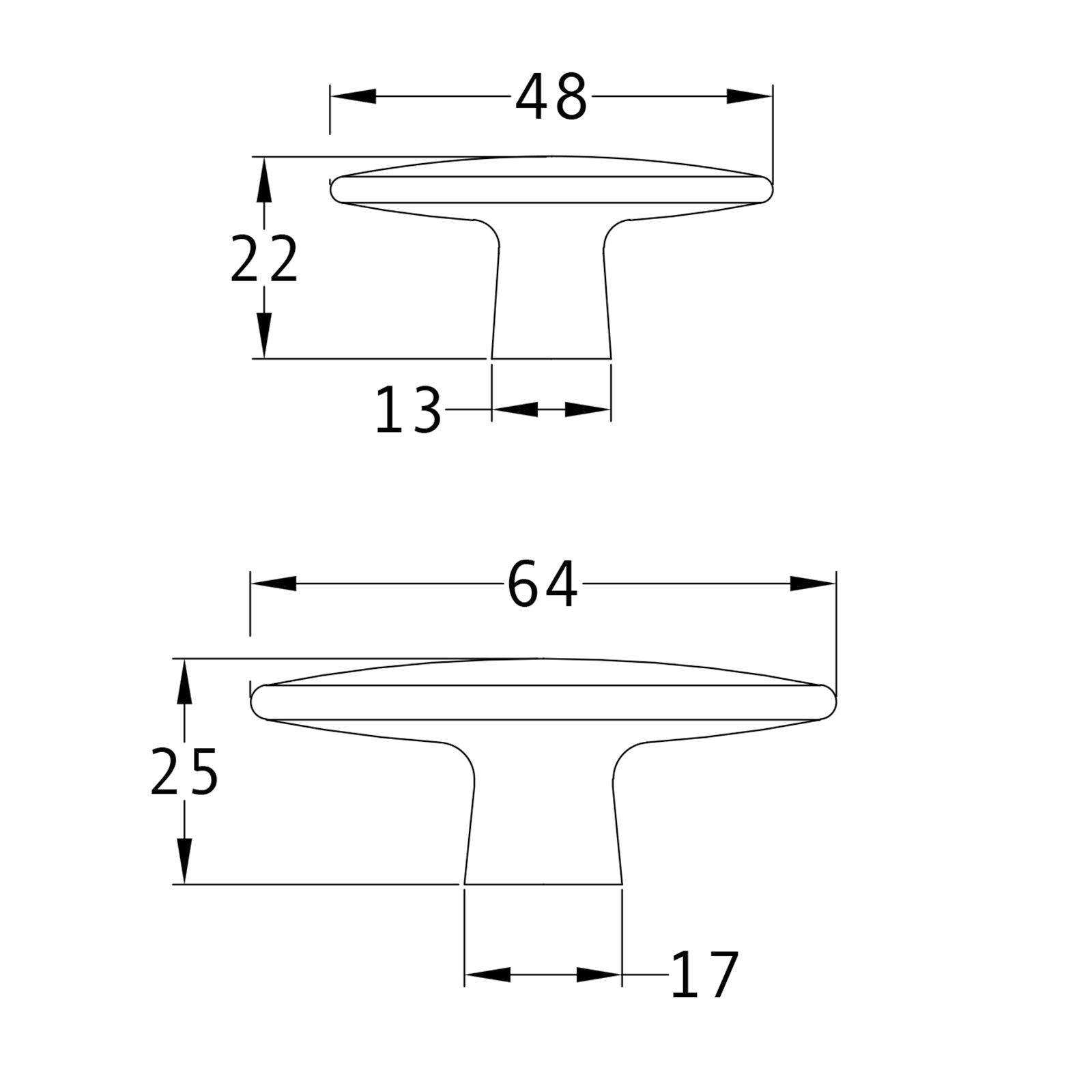 SHOW Technical drawing of Mushroom Cabinet Knob
