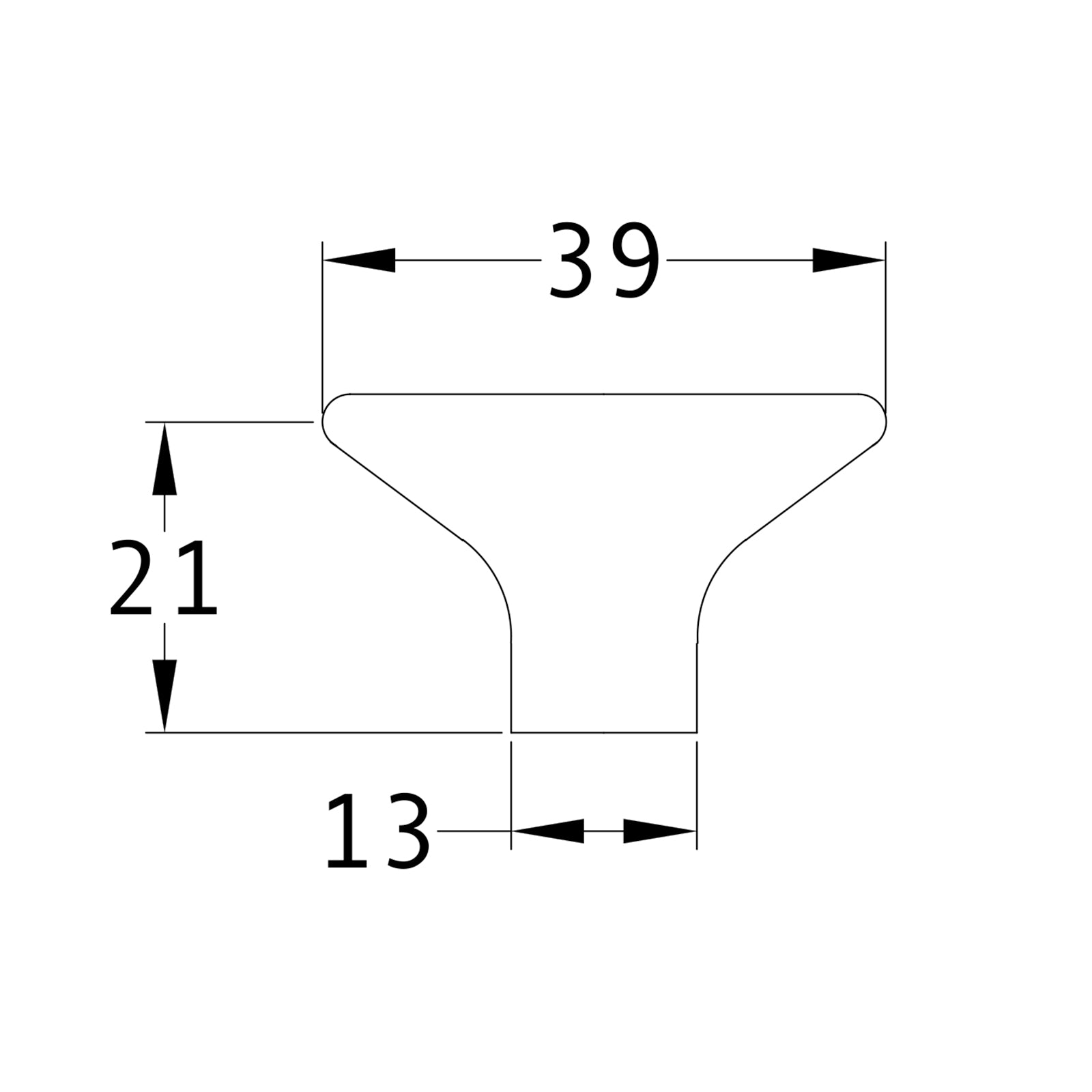 SHOW Technical drawing of Trumpet Cabinet Knob
