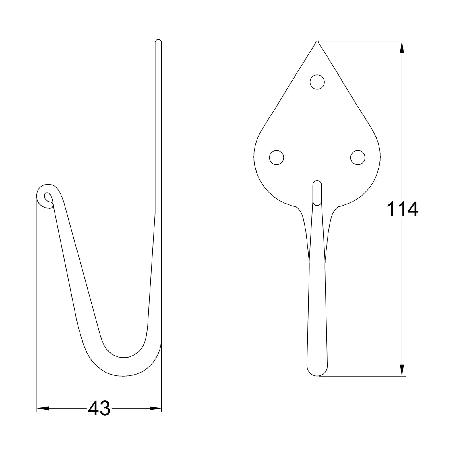 Coat Hook with Armor-Coat dimension drawing  SHOW