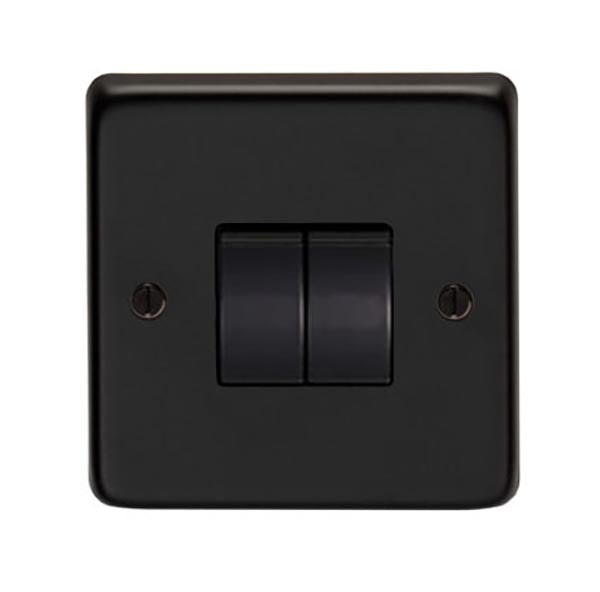 SHOW Image of Double 10 Amp Switch with Matt Black finish