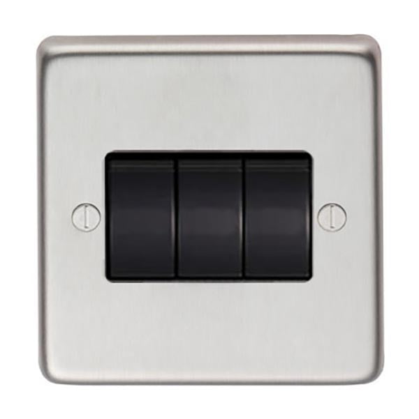 SHOW Image of Triple 10 Amp Switch with Satin Stainless Steel finish
