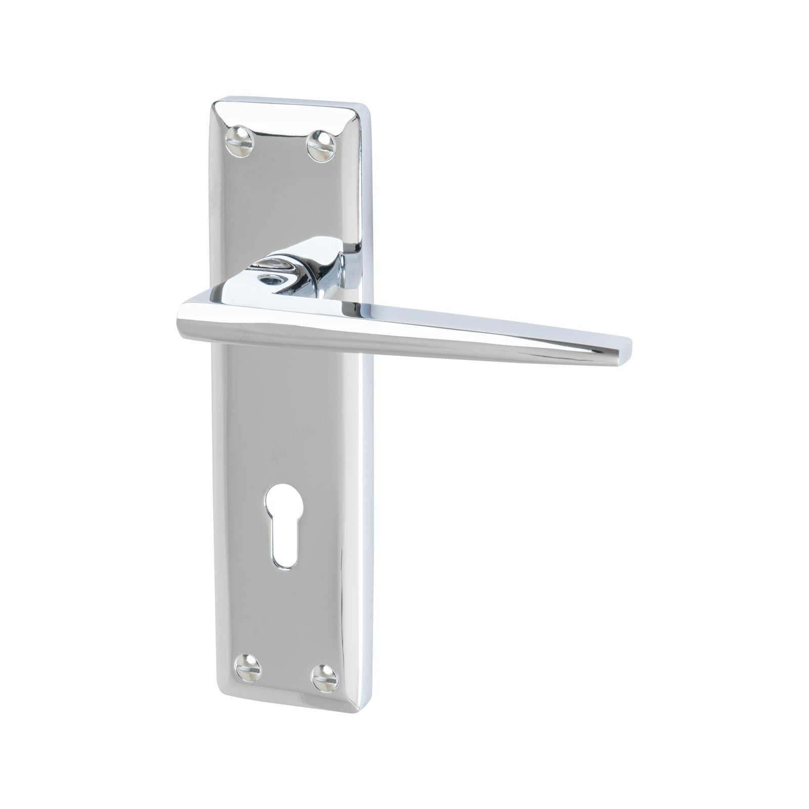 Kendal Door Handles On Plate Lock Handle in Polished Chrome 