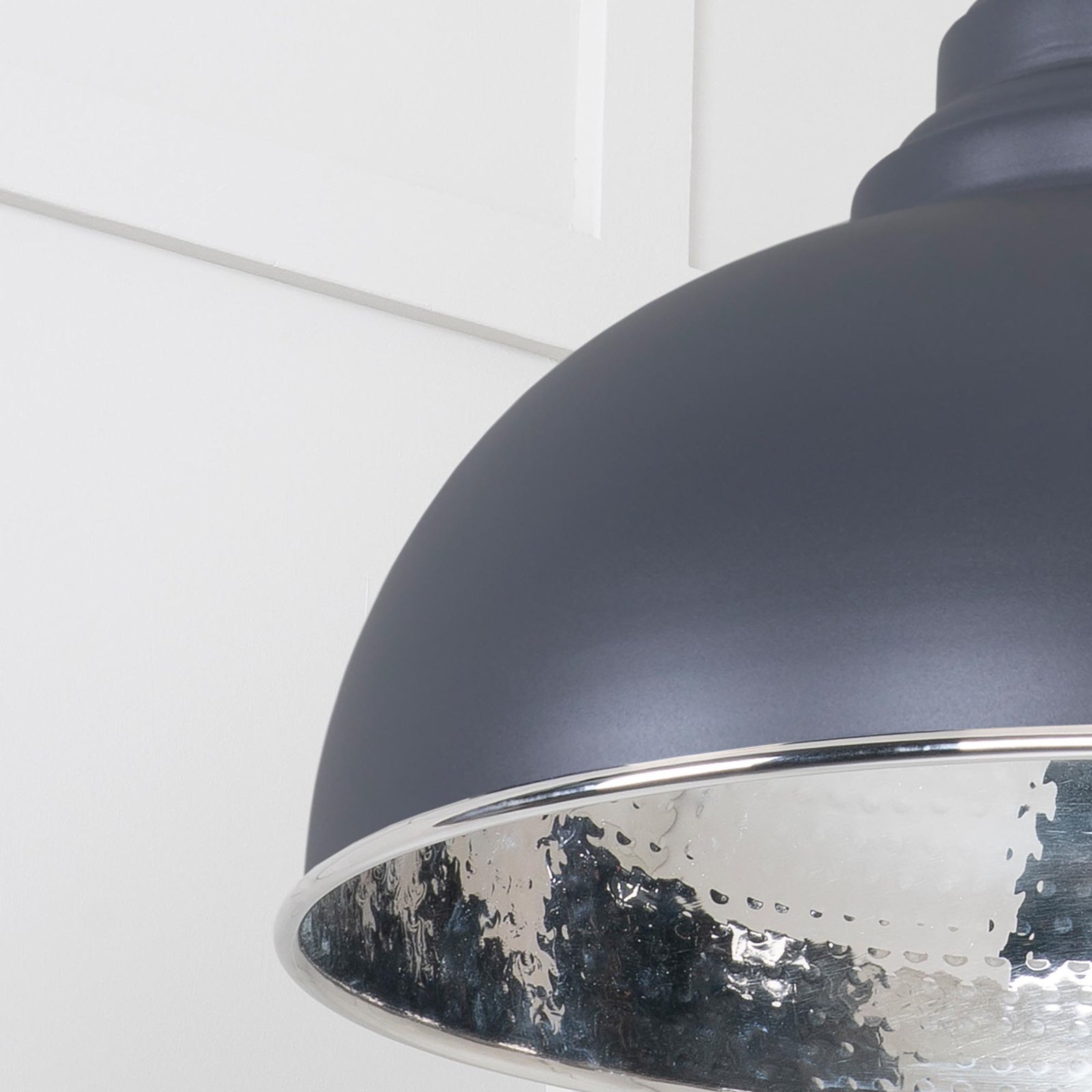 SHOW Close Up Image Harborne Ceiling Light in Slate In Hammered Nickel