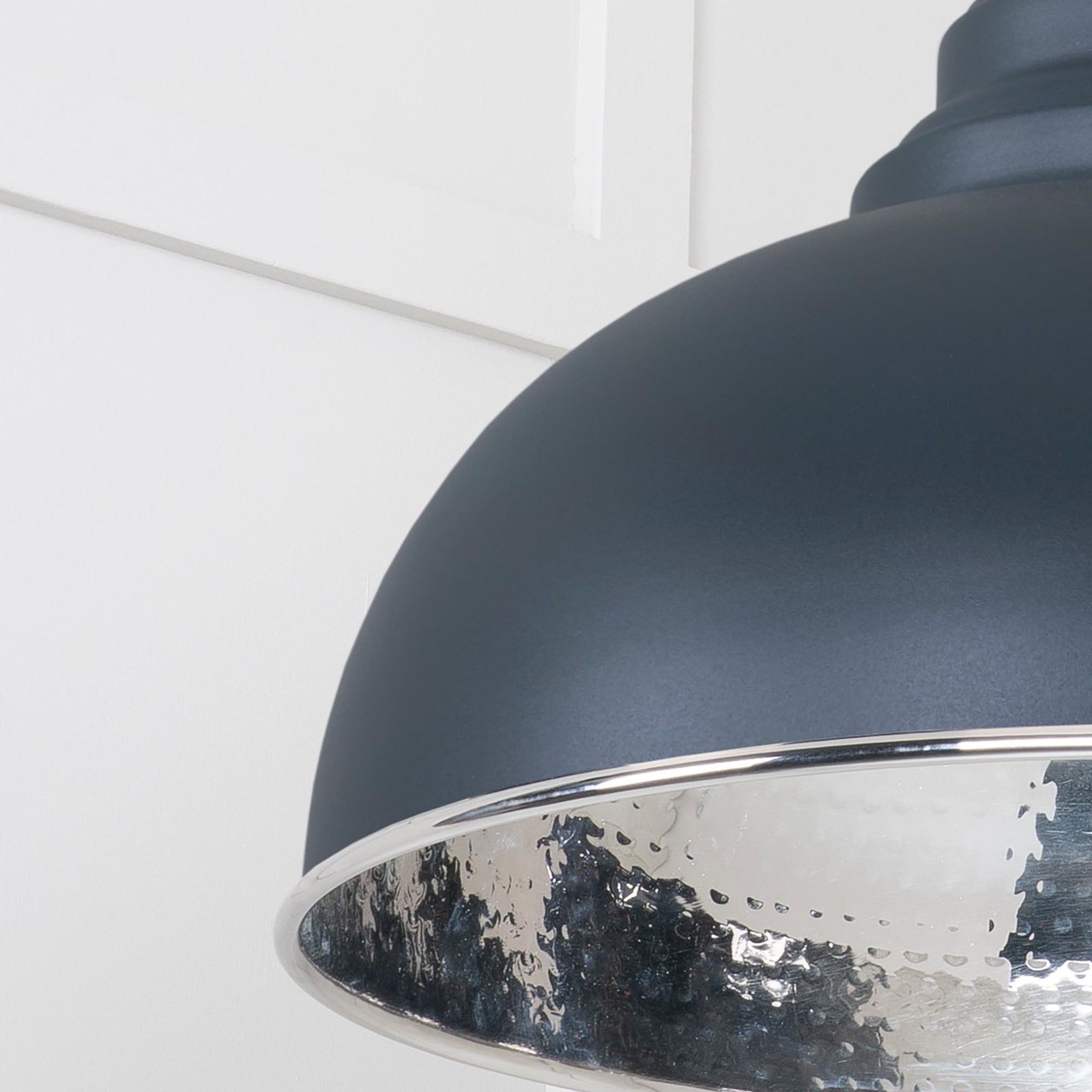 SHOW Close Up Image Harborne Ceiling Light in Soot In Hammered Nickel