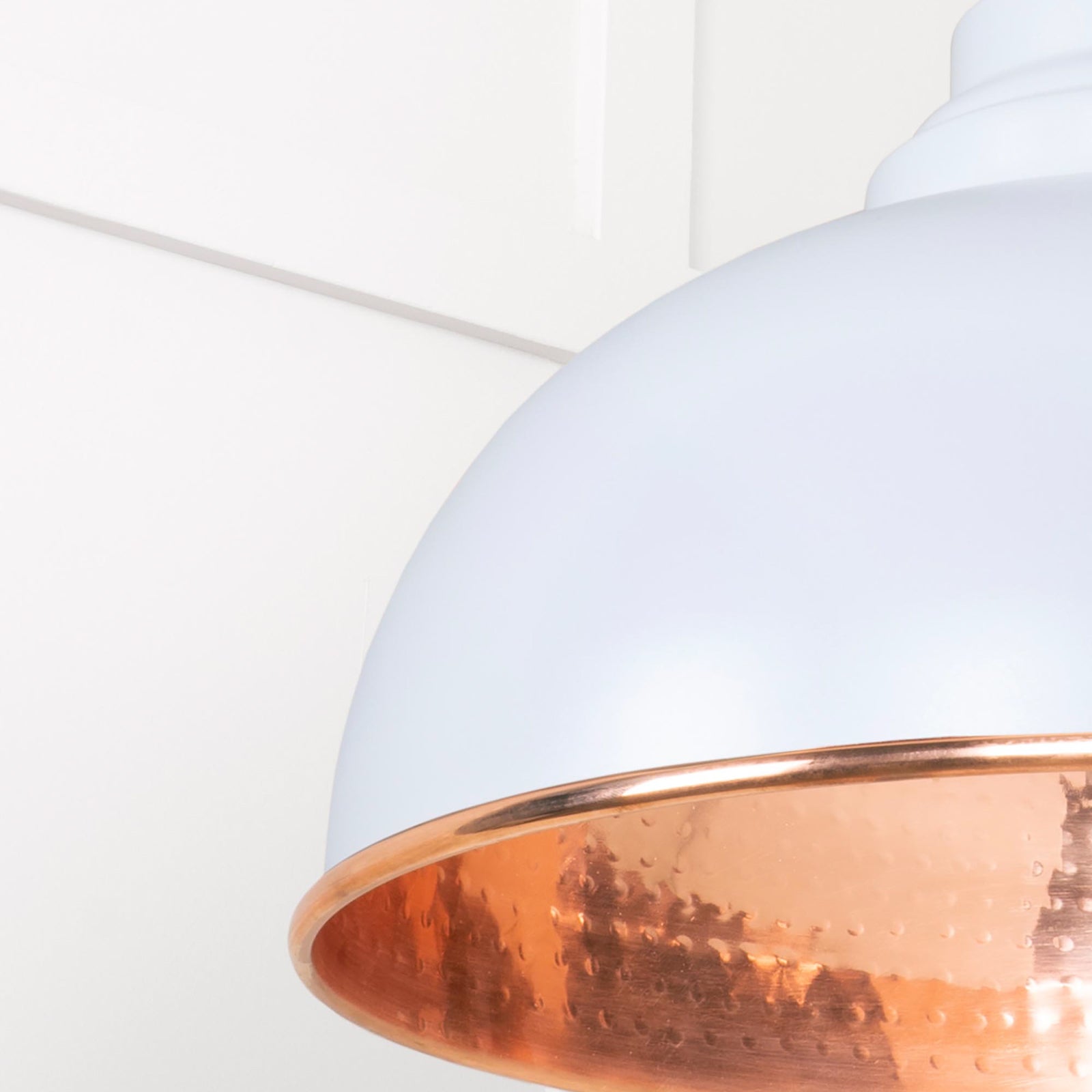 SHOW Close Up Image Harborne Ceiling Light in Birch In Hammered Copper