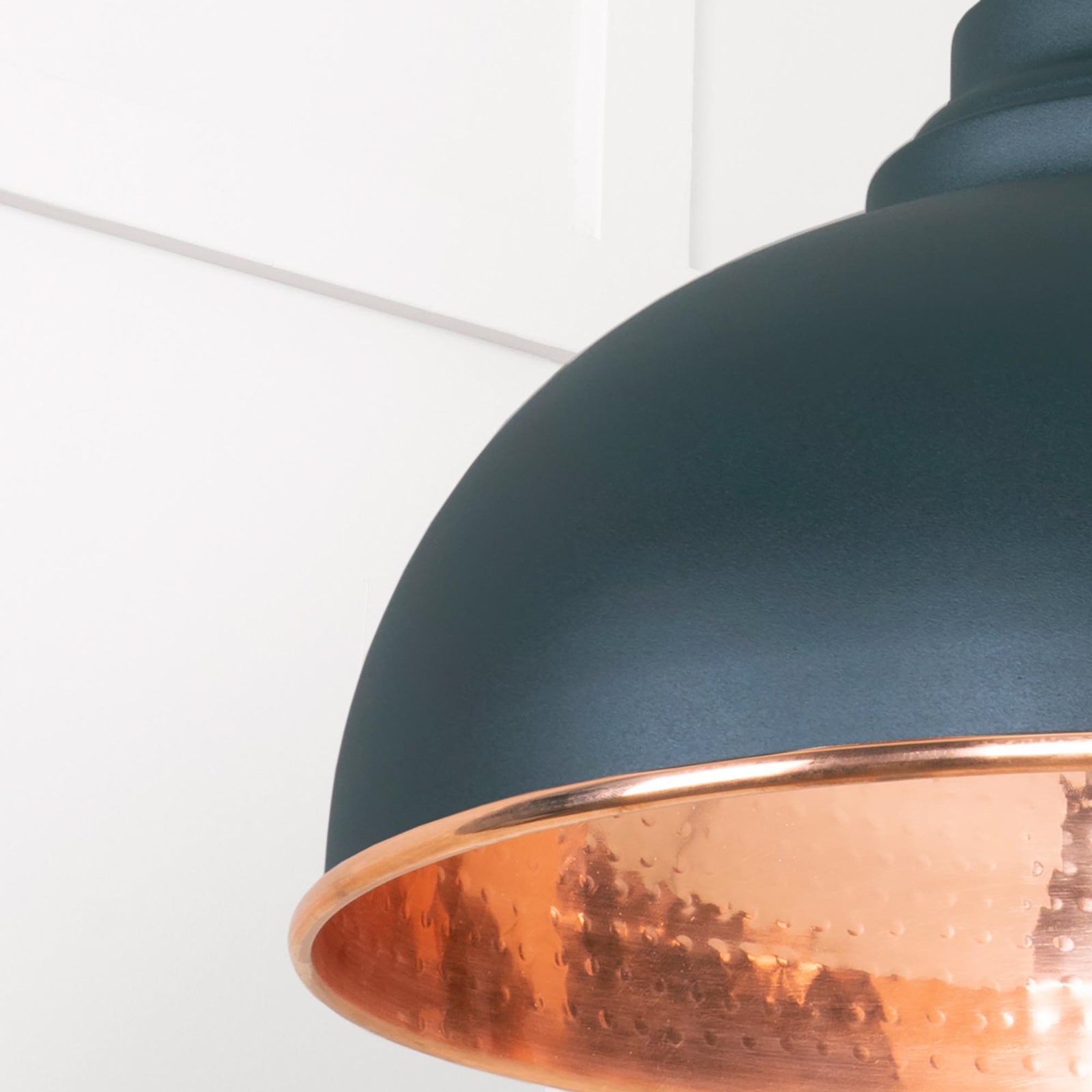 SHOW Close Up Image Harborne Ceiling Light in Dingle In Hammered Copper