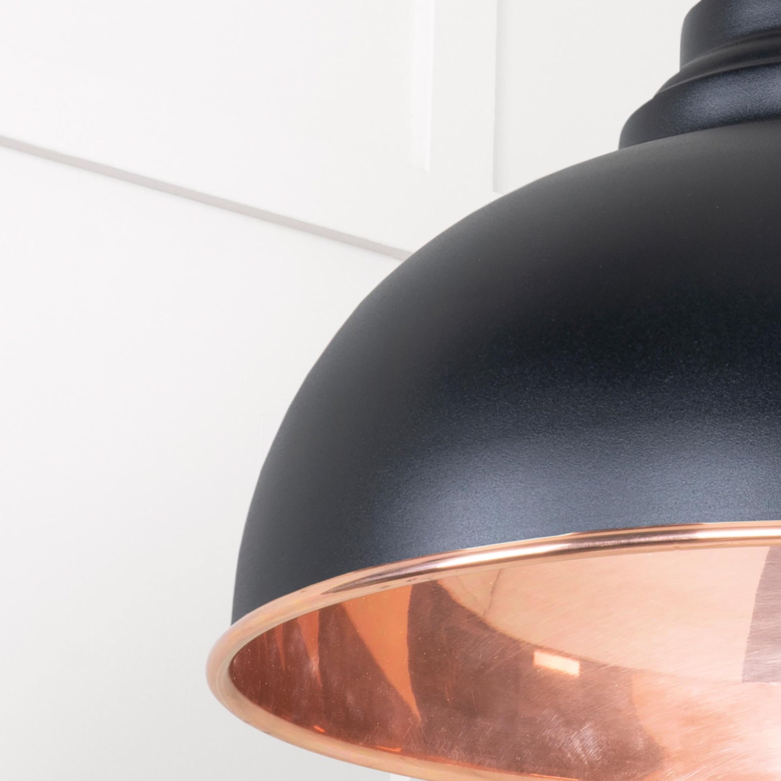 SHOW Close Up Image Harborne Ceiling Light in Elan Black In Smooth Copper