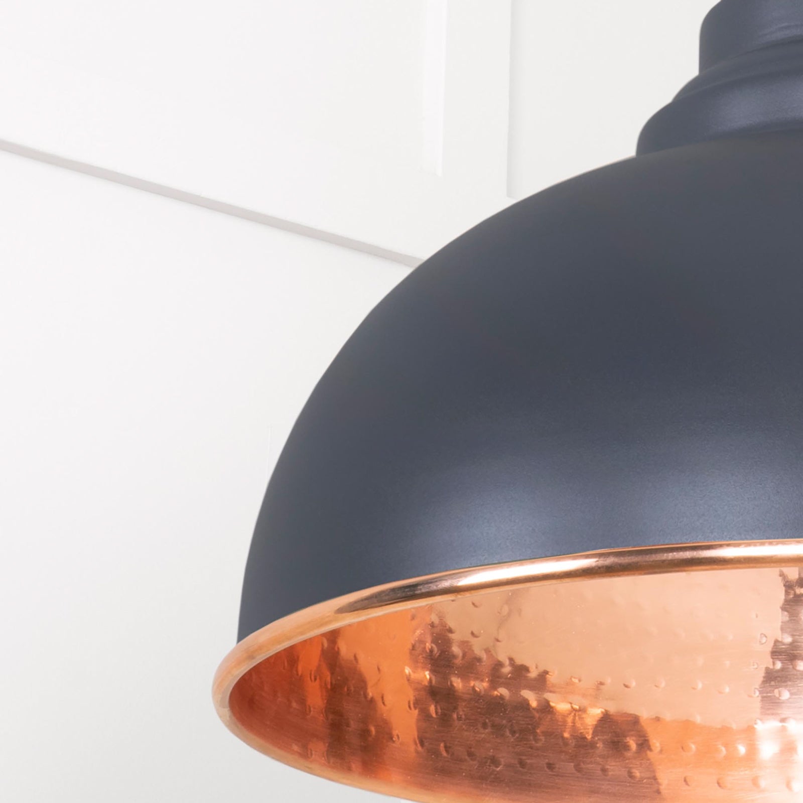 SHOW Close Up Image Harborne Ceiling Light in Slate In Hammered Copper