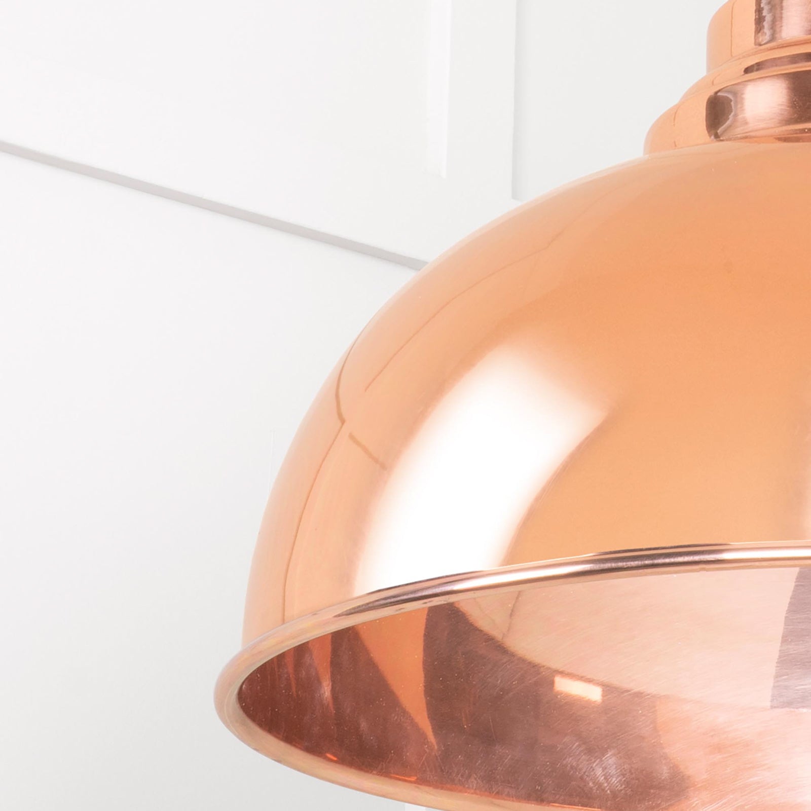 SHOW Close Up Image Harborne Ceiling Light in Burnished Brass In Hammered Copper
