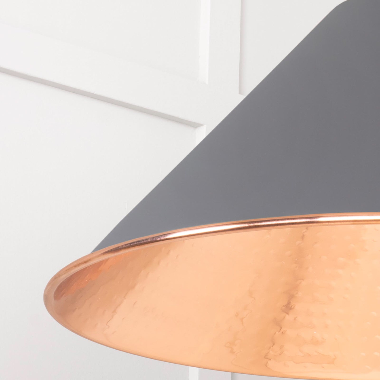 SHOW Close Up Image of Hockley Ceiling Light in Bluff in Hammered Copper