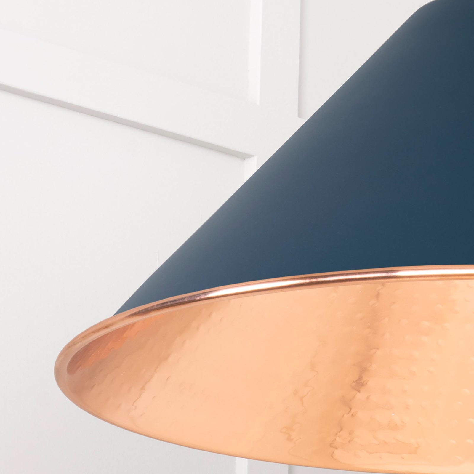 SHOW Close Up Image of Hockley Ceiling Light in Dusk in Hammered Copper