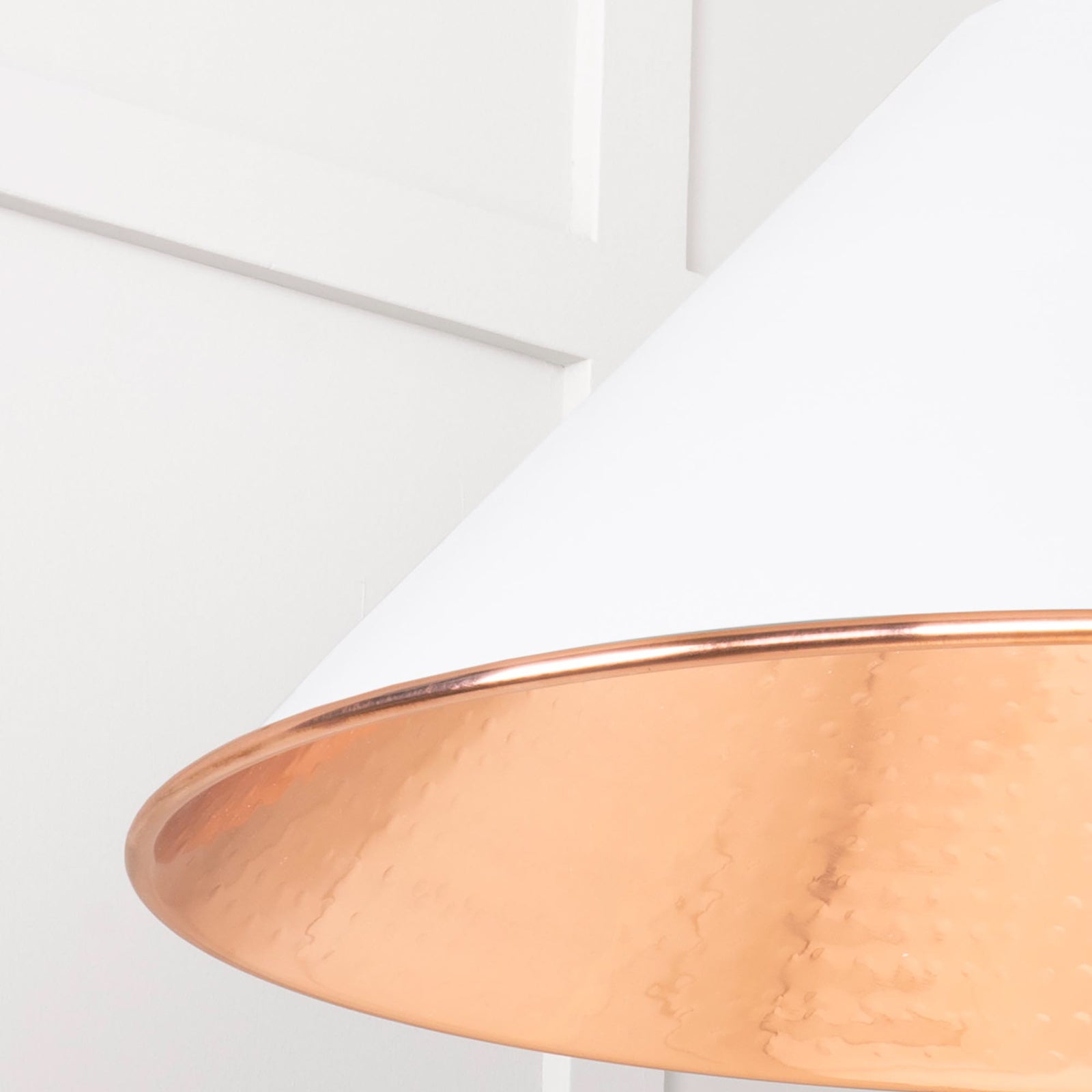 SHOW Close Up Image of Hockley Ceiling Light in Flock in Hammered Copper