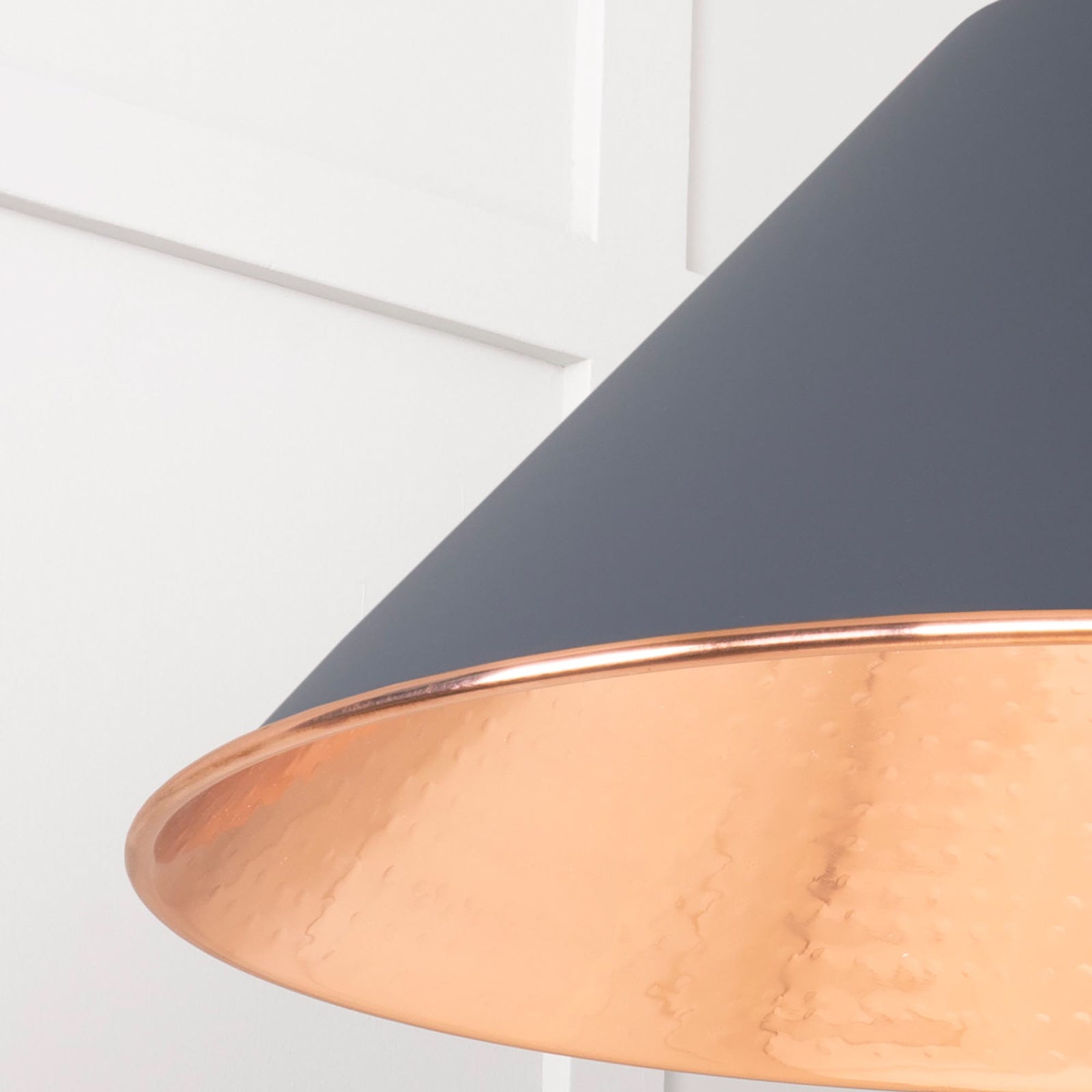 SHOW Close Up Image of Hockley Ceiling Light in Slate in Hammered Copper