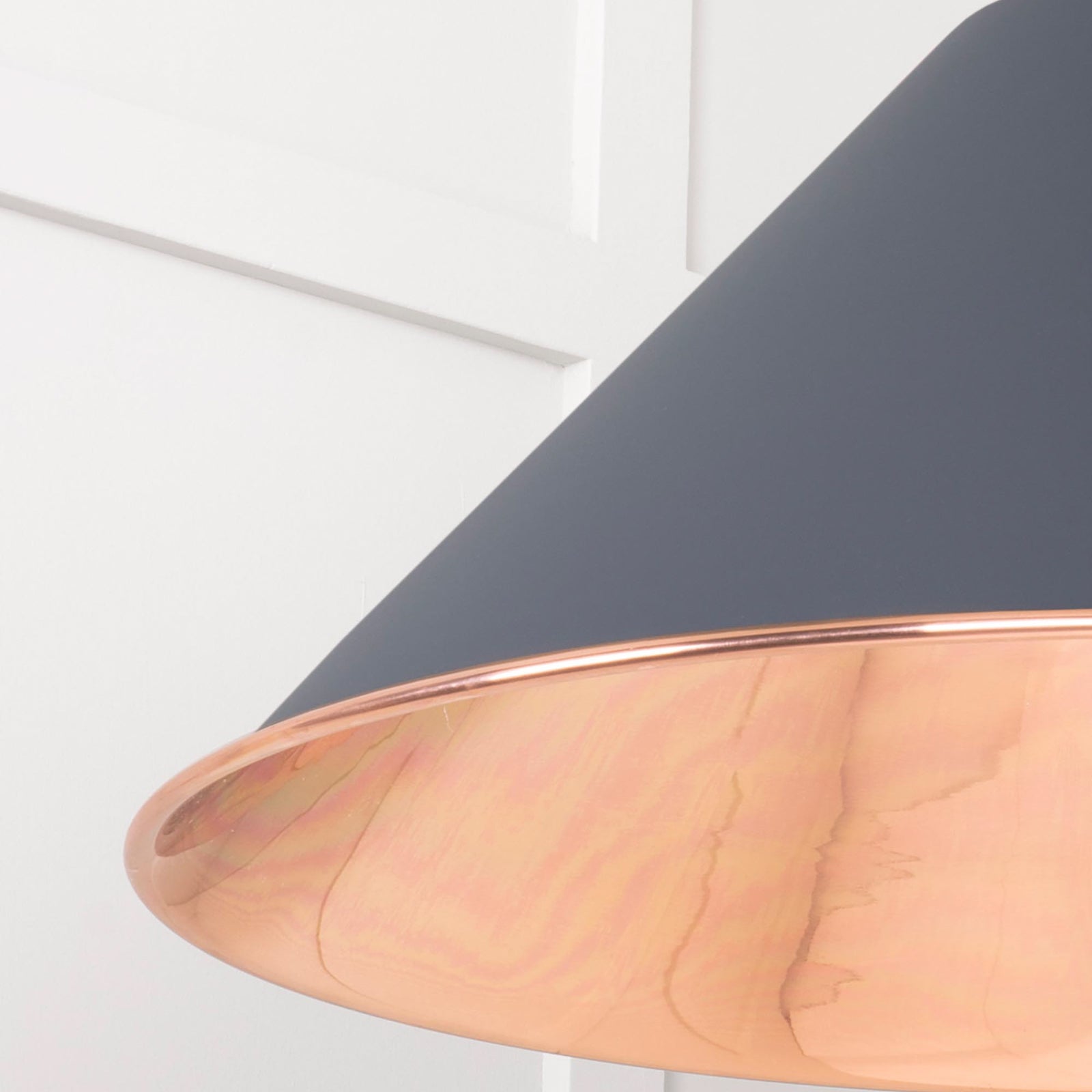 SHOW Close Up Image of Hockley Ceiling Light in Slate in Smooth Copper