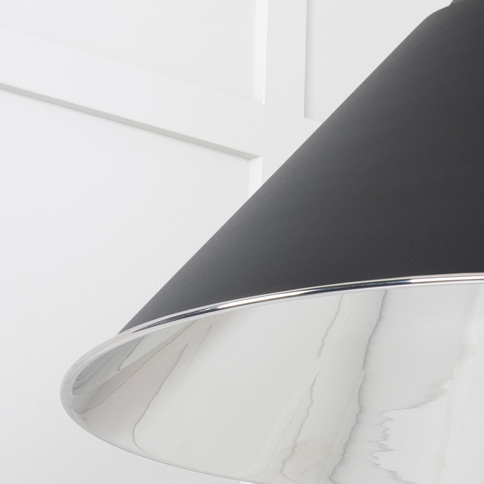 SHOW Close Up Image of Hockley Ceiling Light in Elan Black in Smooth Nickel