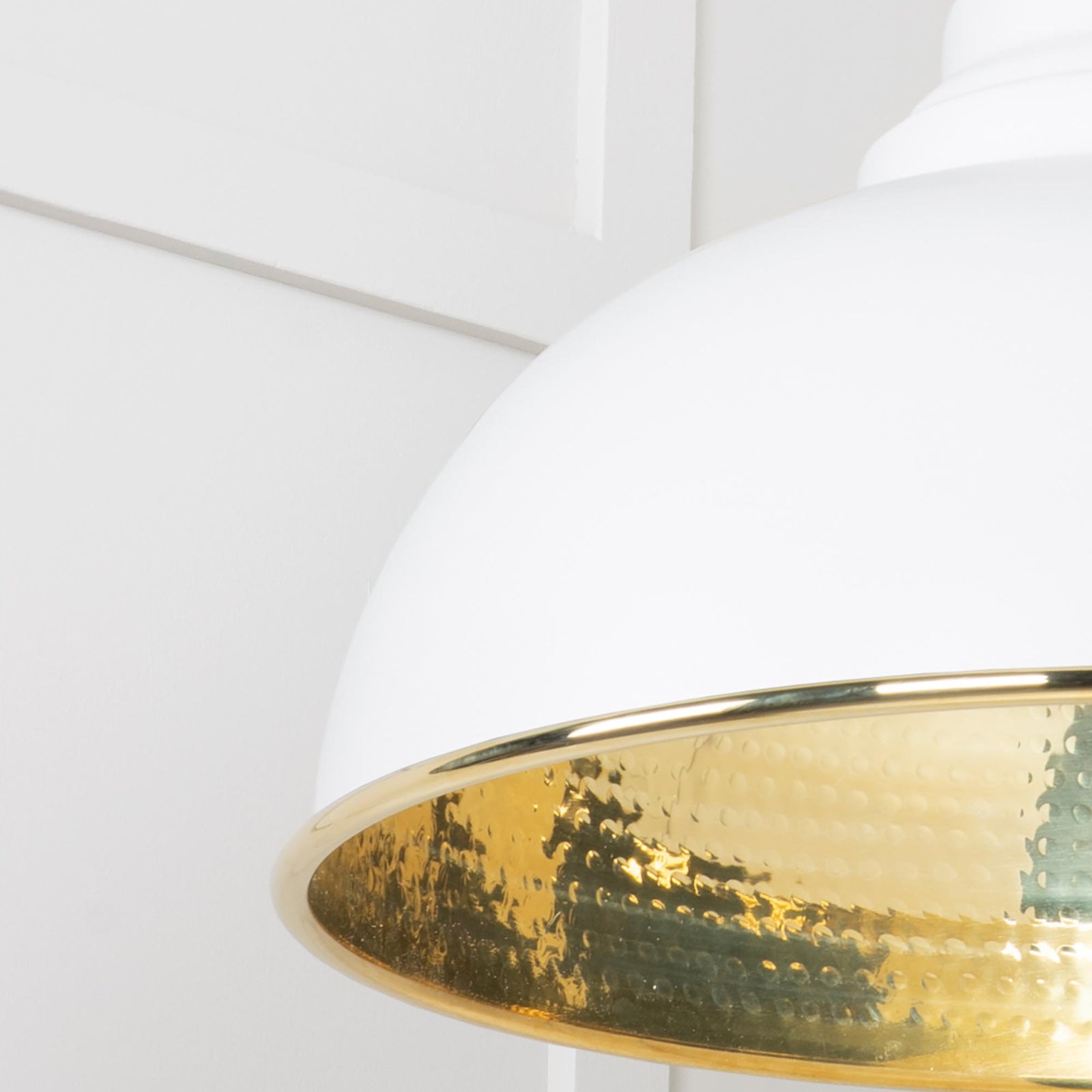SHOW Close Up Image Harborne Ceiling Light in Flock In Hammered Brass