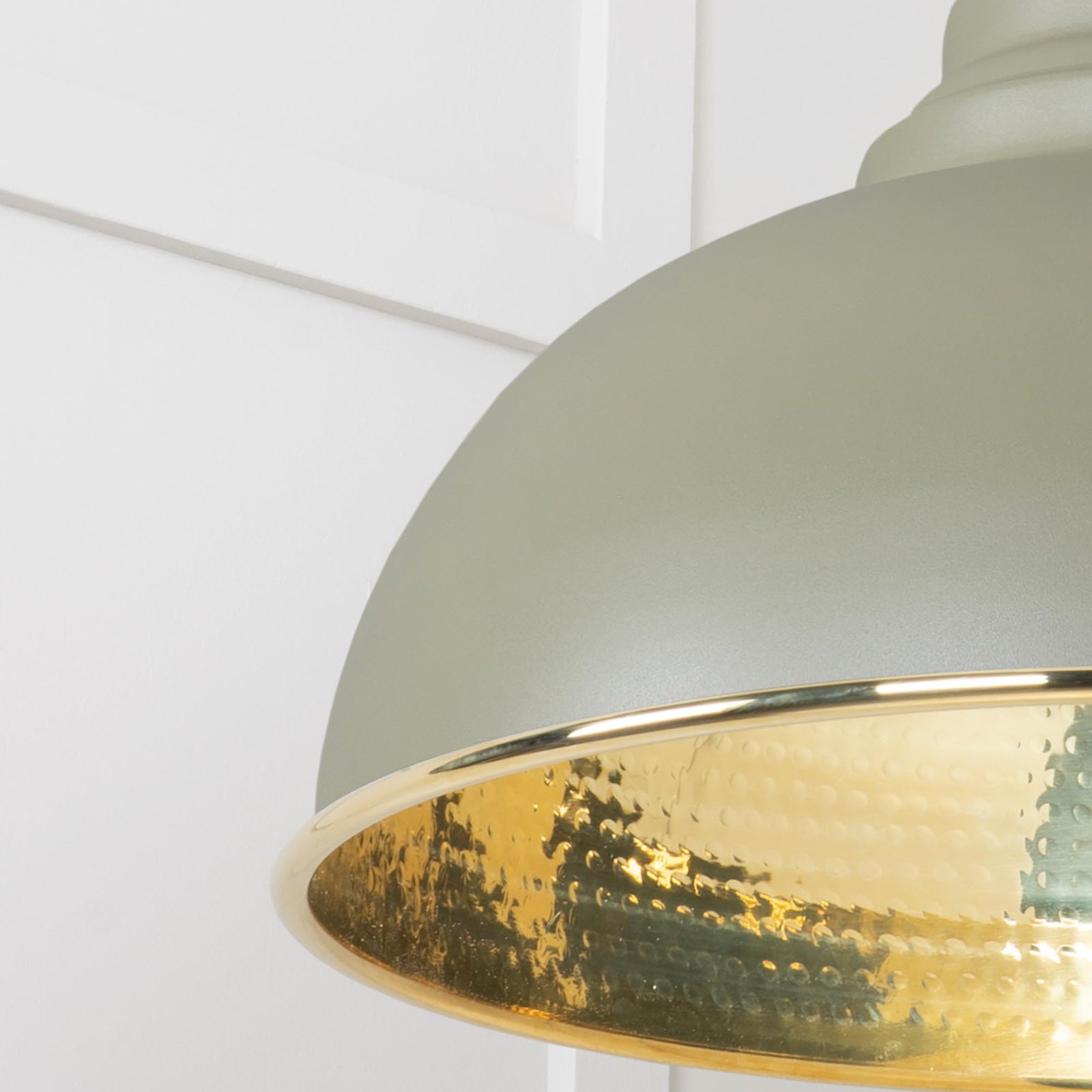 SHOW Close Up Image Harborne Ceiling Light in Tump In Hammered Brass
