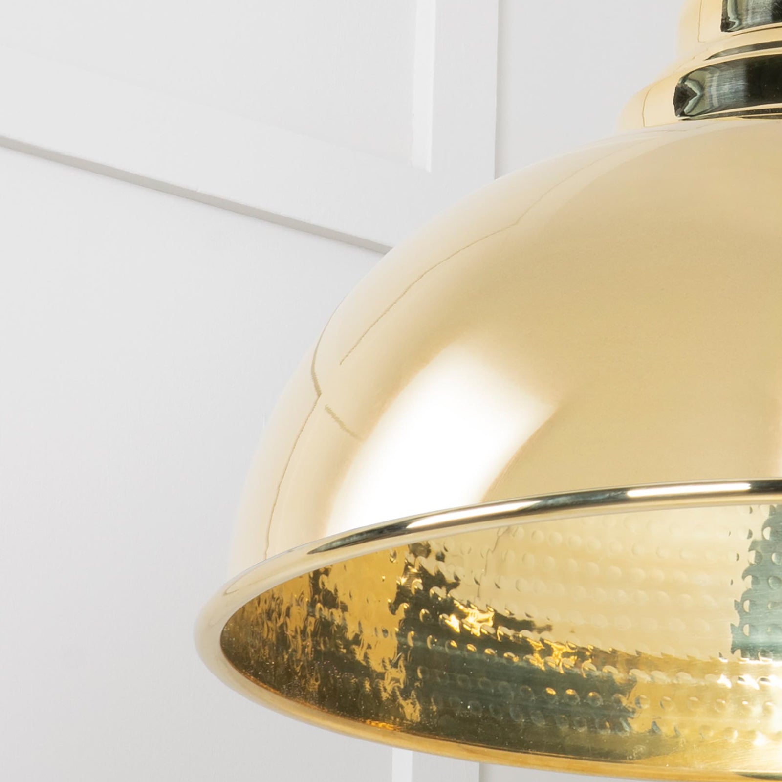 SHOW Close Up Image of Harborne Ceiling Light in Hammered Brass