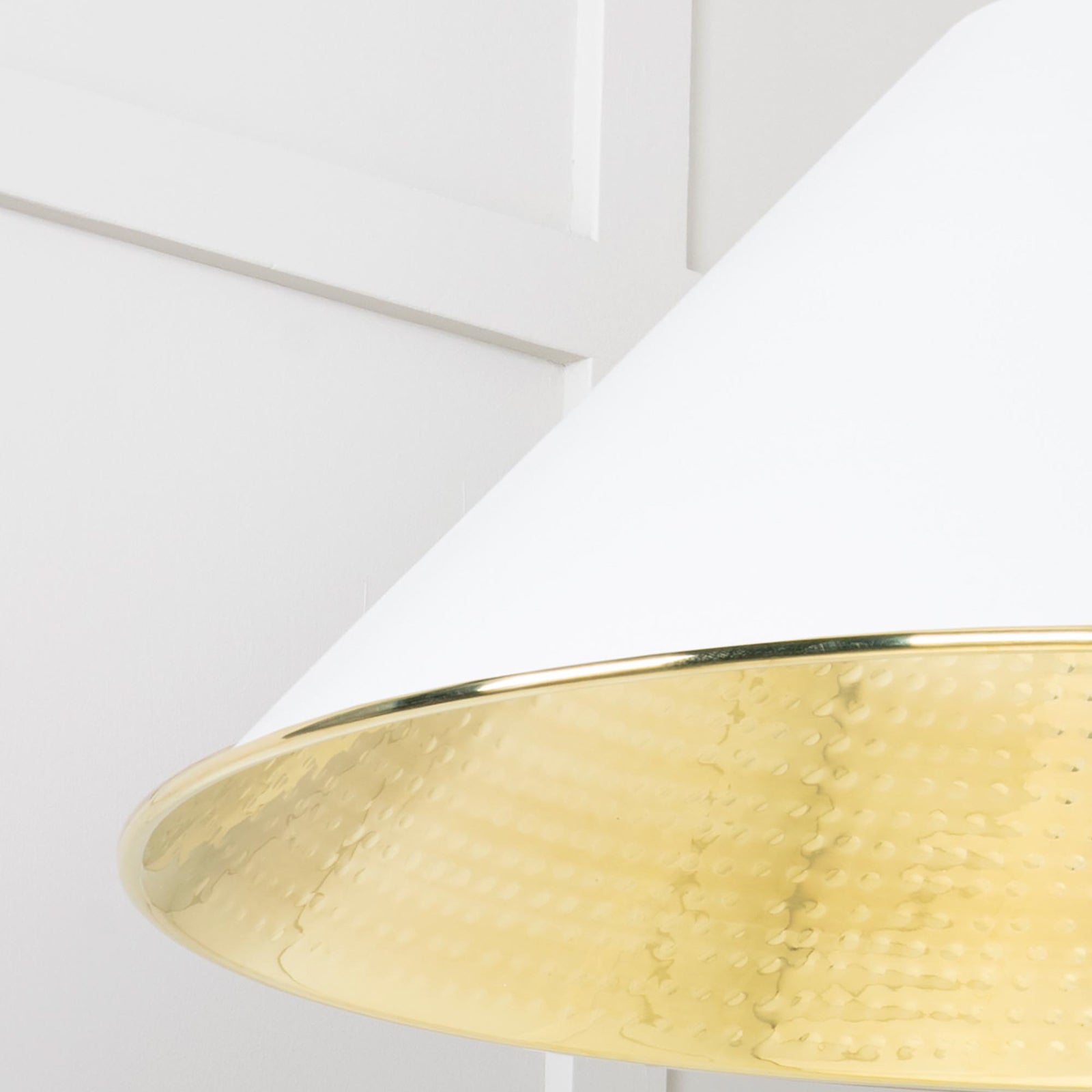SHOW Close Up Image of Hockley Ceiling Light in Flock in Hammered Brass