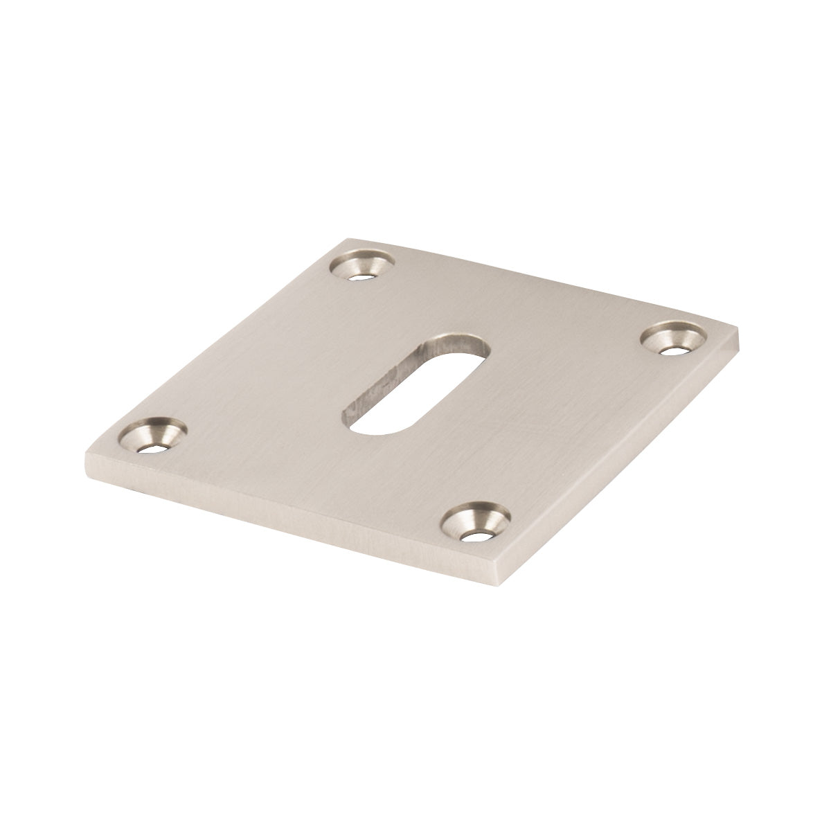 satin nickel square escutcheon low profile plate, British Standard keyhole cover plate SHOW