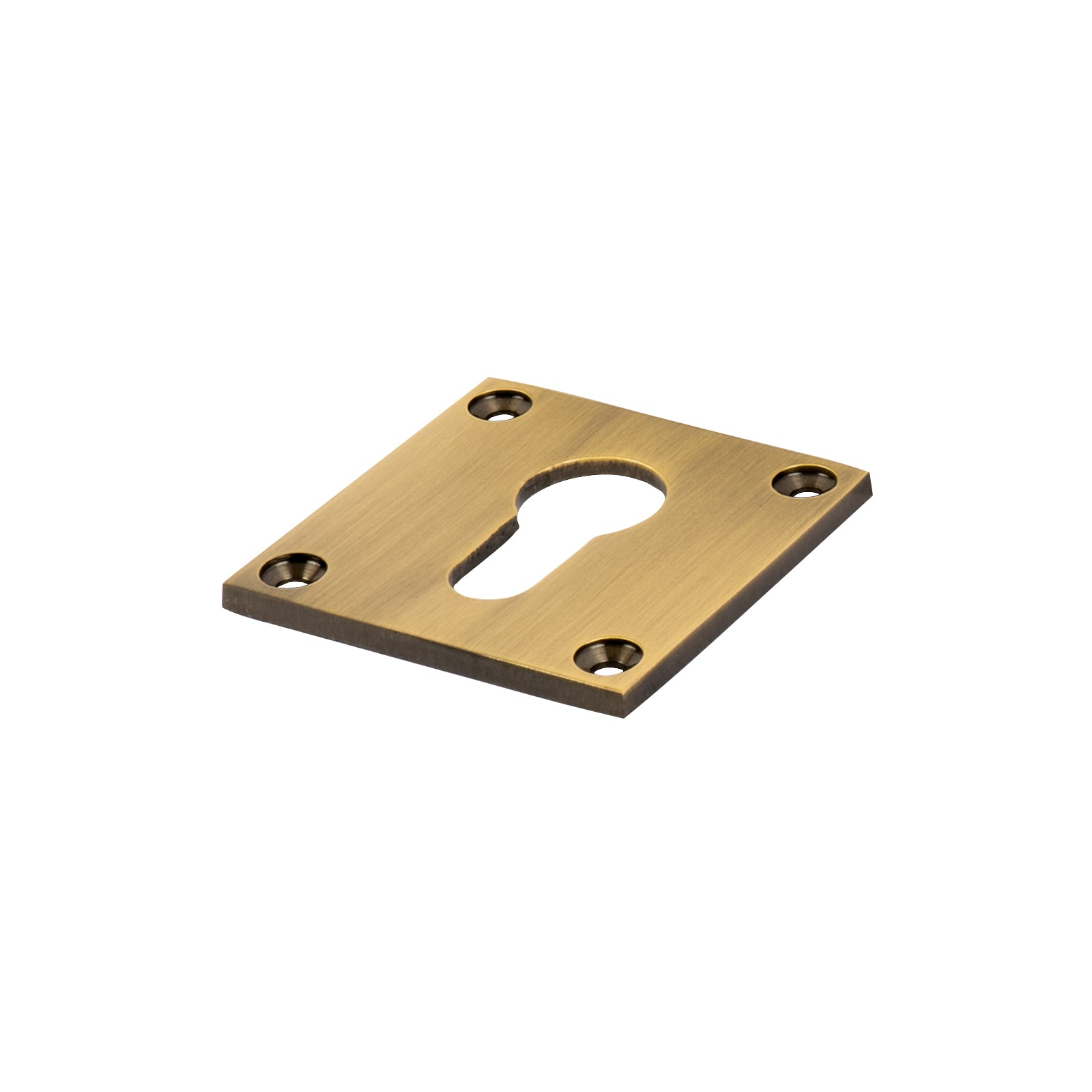 aged brass square escutcheon euro lock, low profile plate SHOW