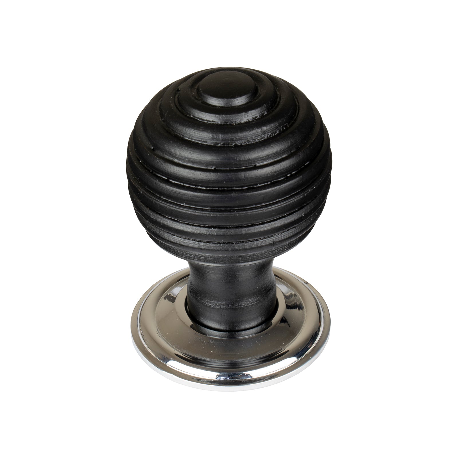 Beehive Cabinet Knob with Antique Chrome Rose Ebonised Small SHOW