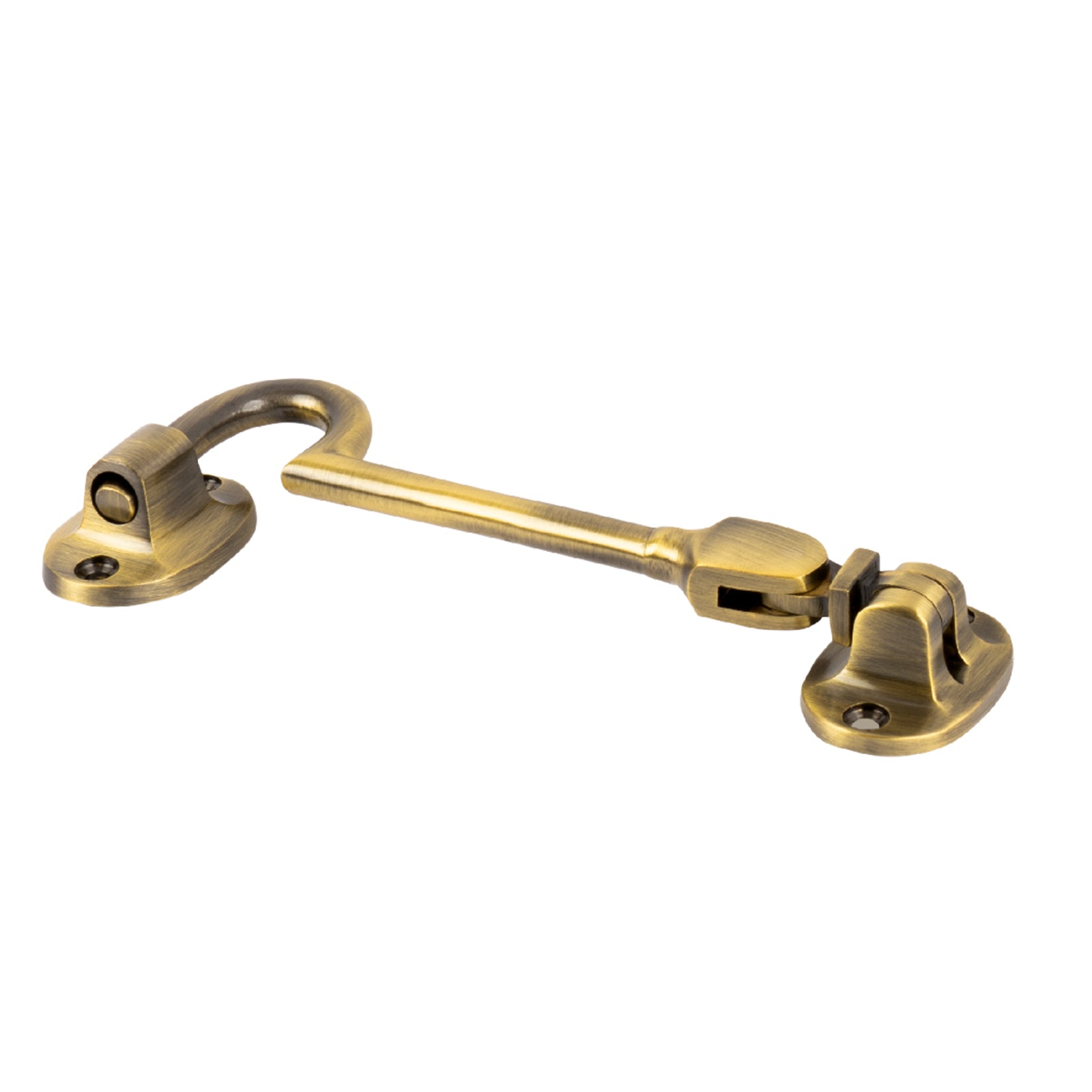 aged brass 4 inch hook eye latch, classic cabin hooks