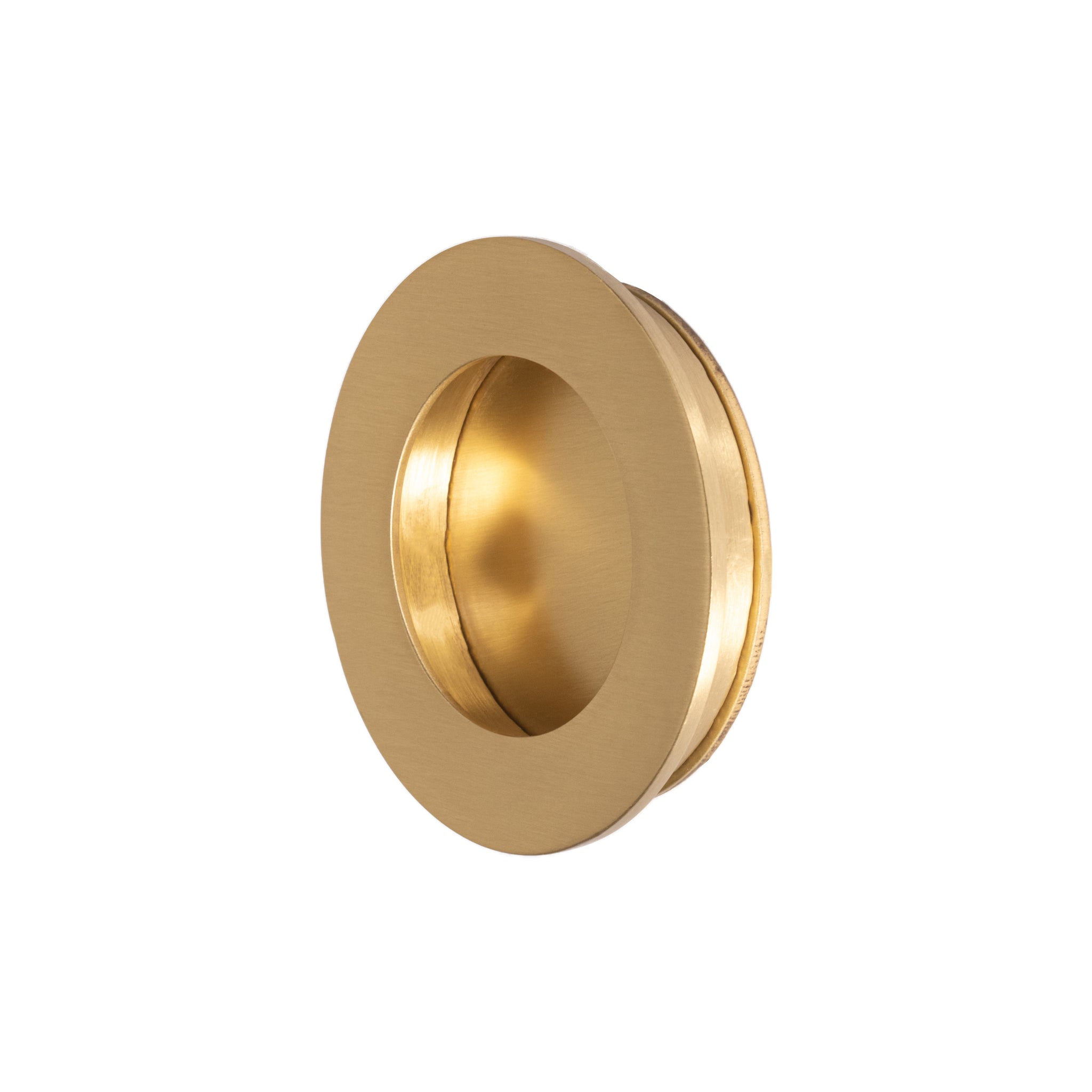 satin brass round recessed handle for sliding doors HOW