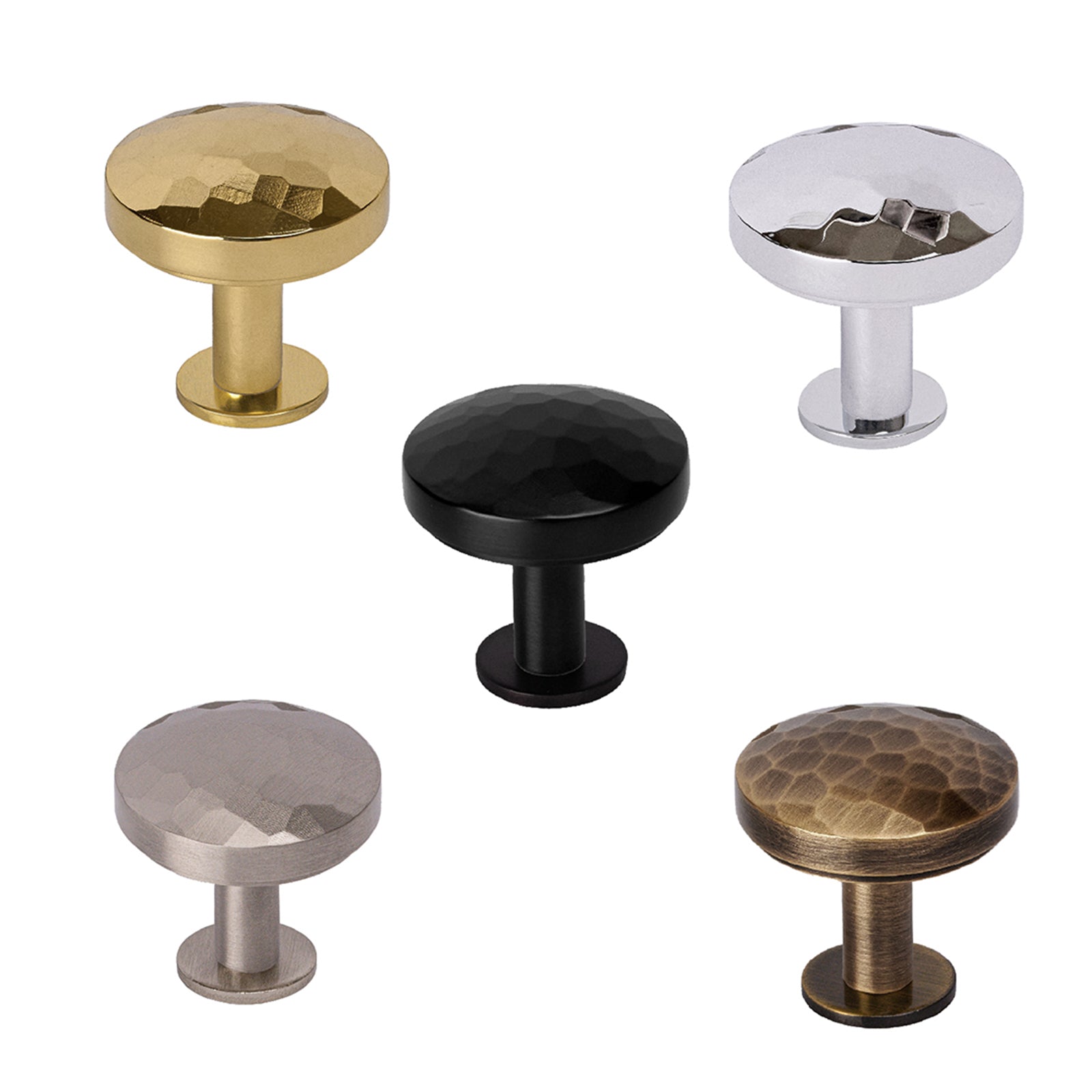 round hammered cabinet knobs on rose