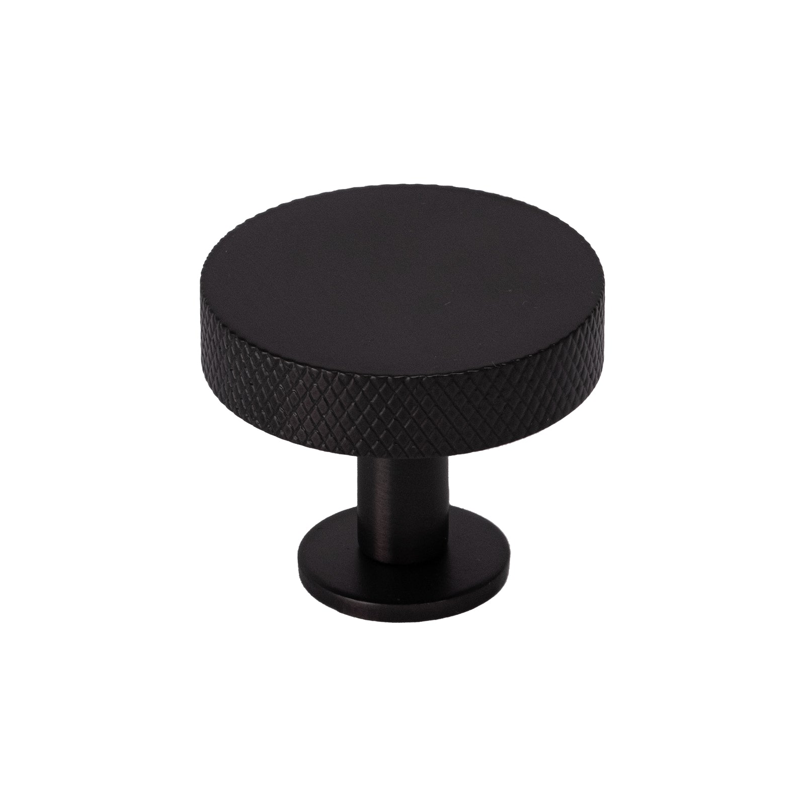 bronze disc knurled cabinet knob on rose, kitchen cupboard and drawer knobs