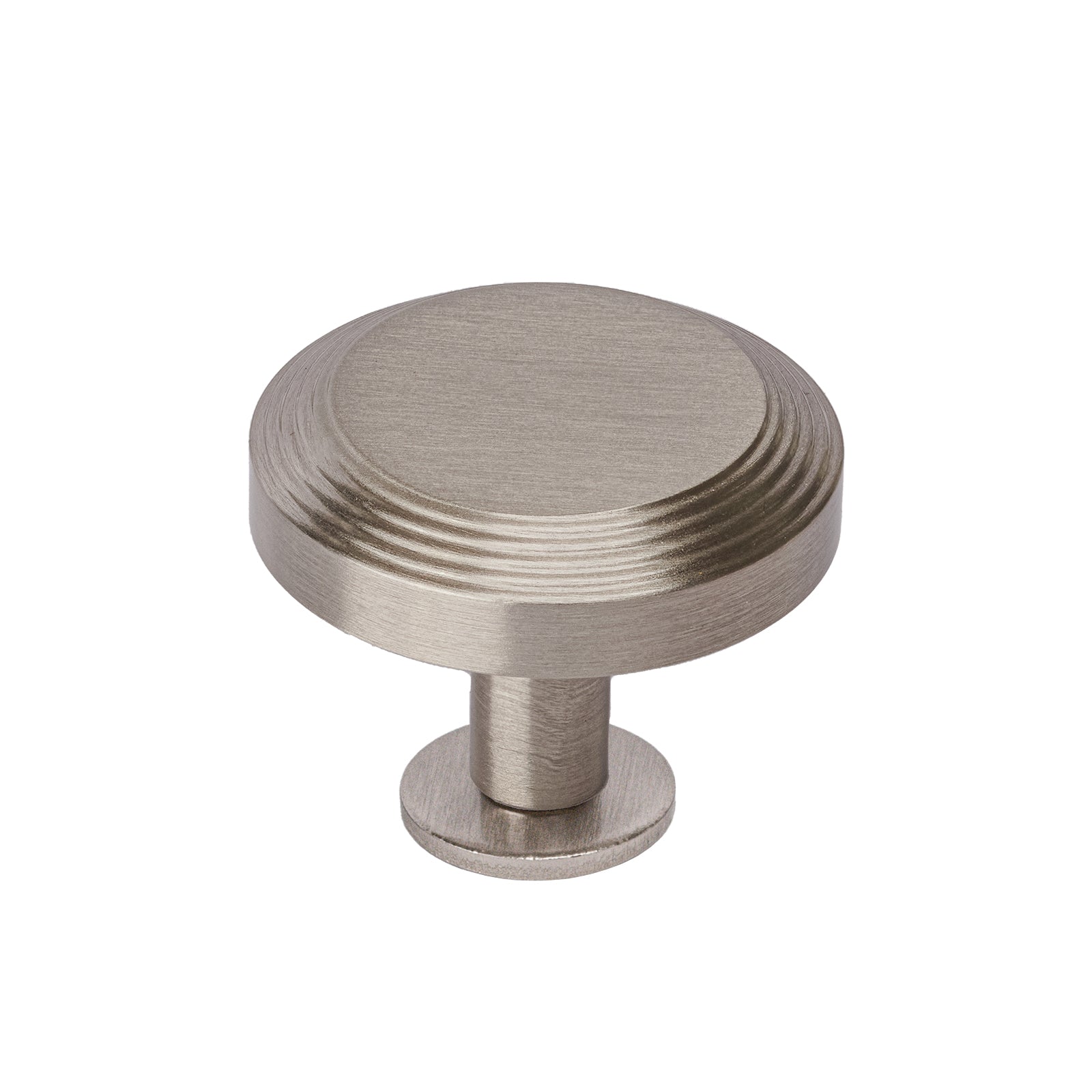 satin nickel kitchen cupboard knobs, traditional knobs on rose plate 