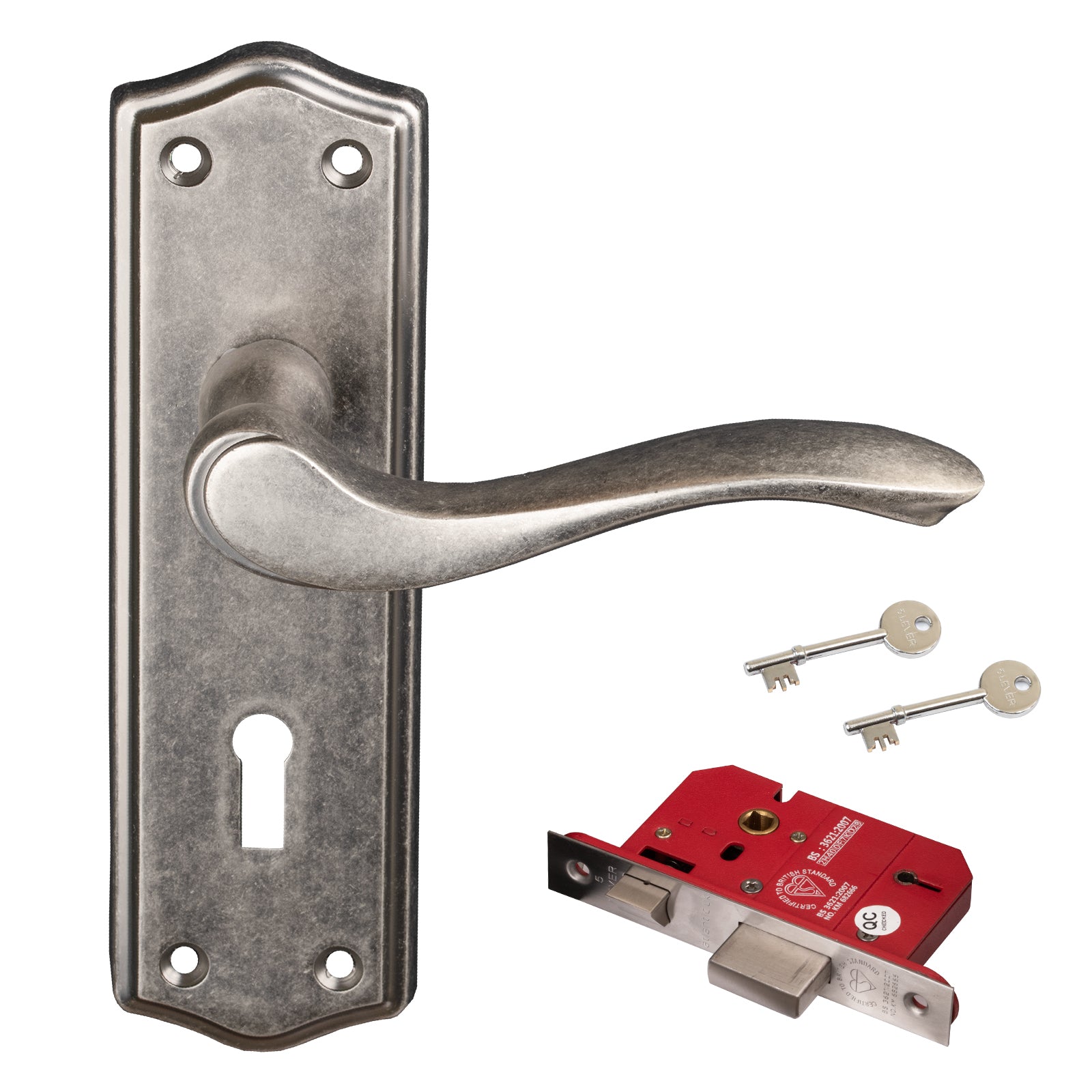 traditional door handle and 5 lever lock set