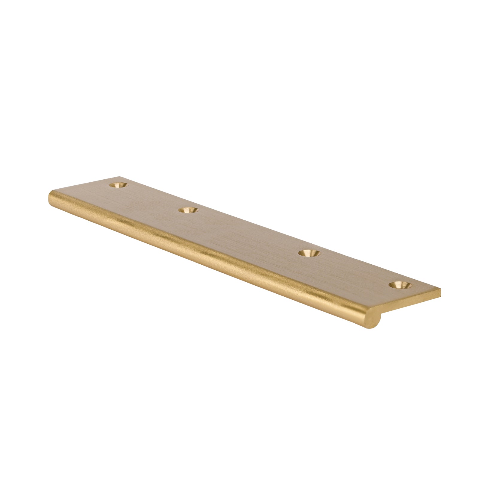 large satin brass cabinet edge pull, door edge finger pull, kitchen cabinet pull