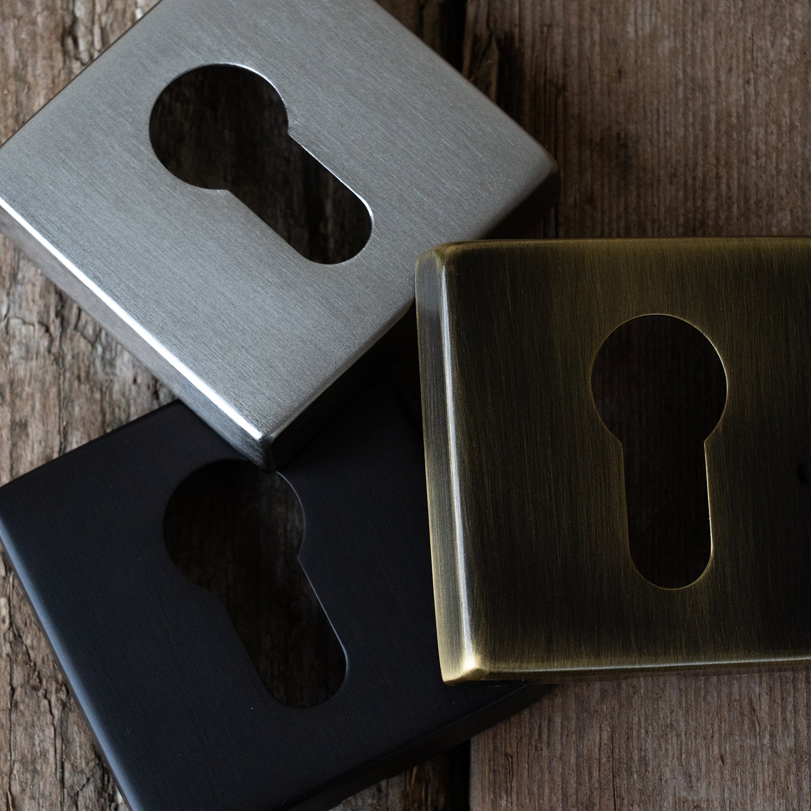 solid brass square keyhole escutcheons for euro profile locks SHOW