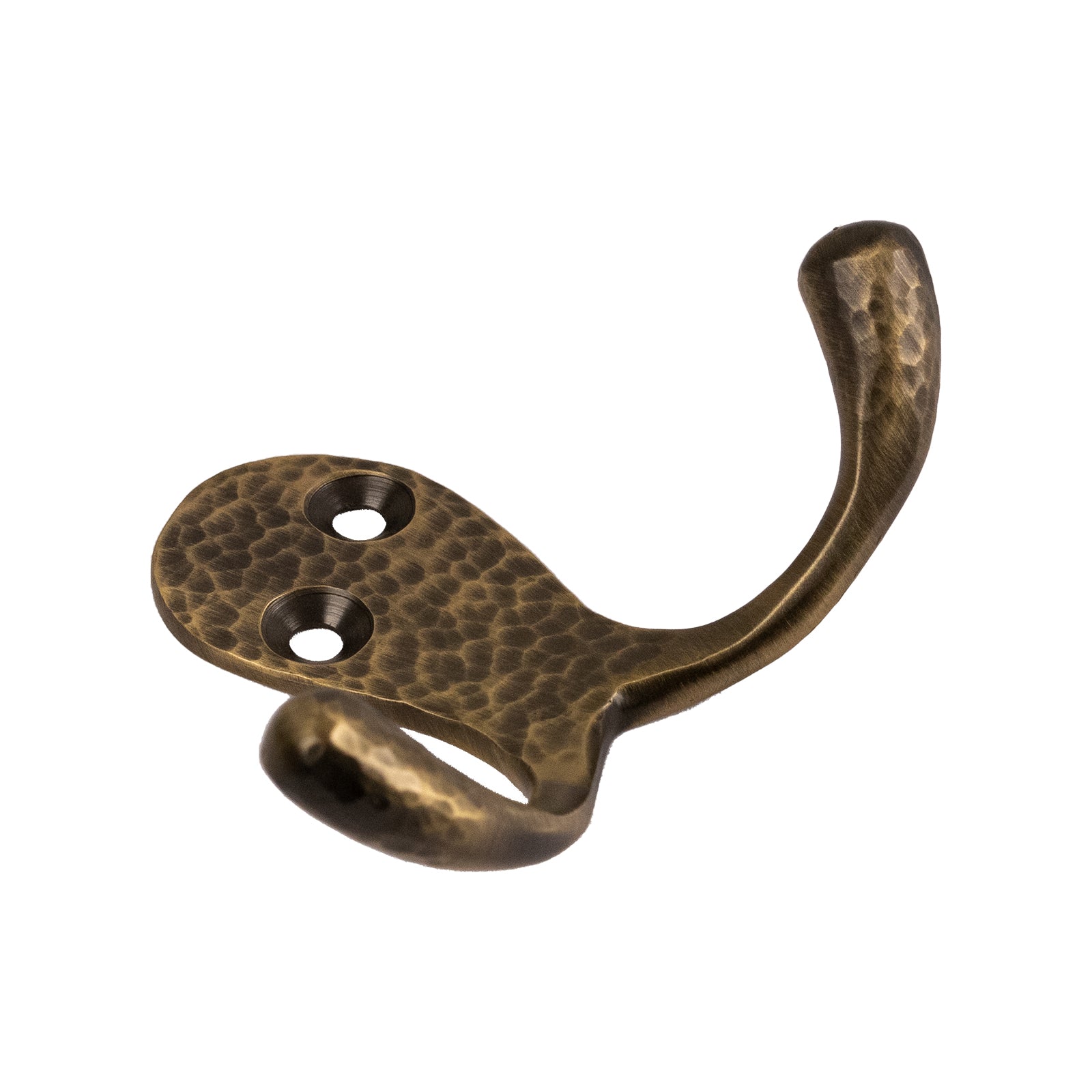 Hammered Double Robe Hook - Antique Brass