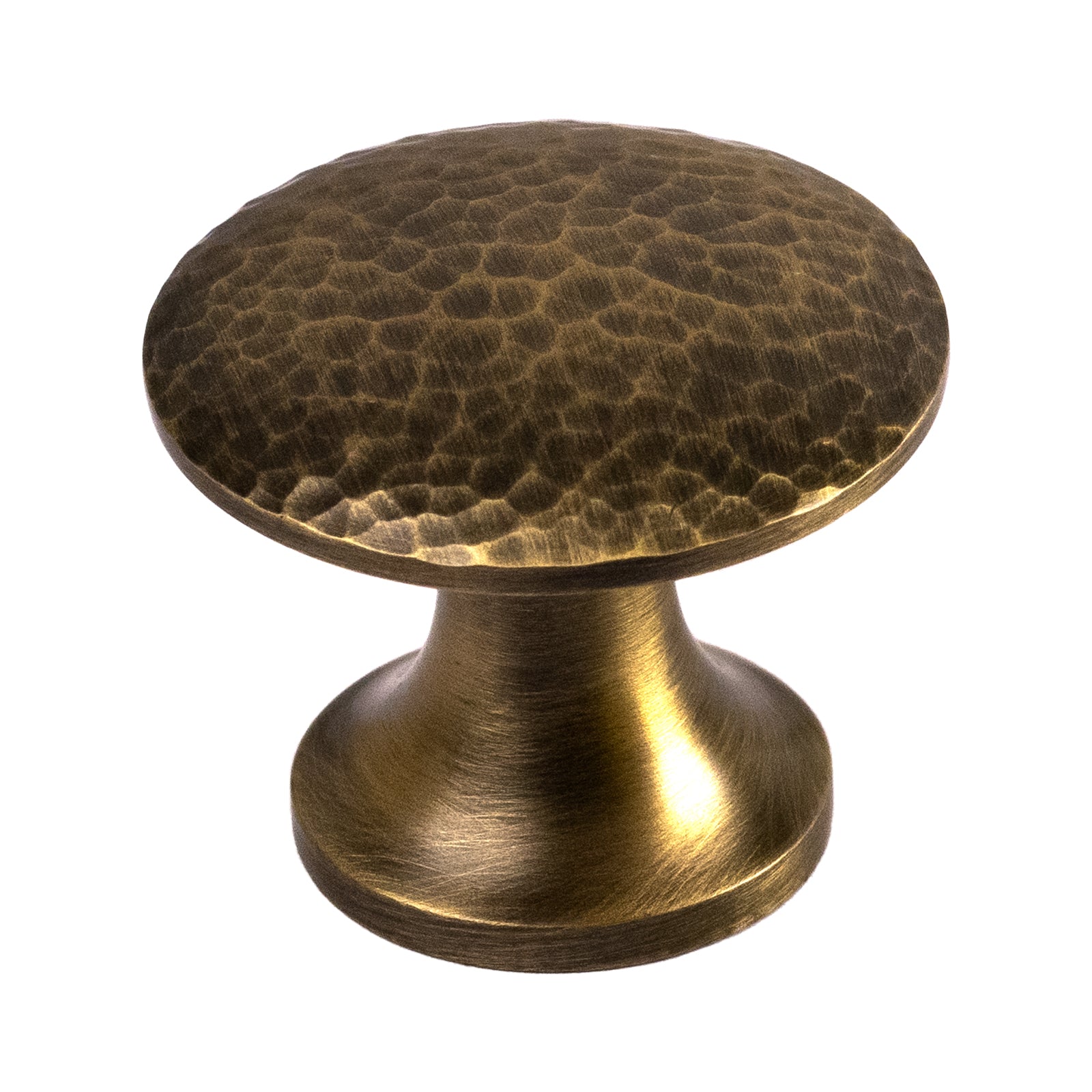 Hammered Classic Cabinet Knobs in Antique Brass 37mmSHOW