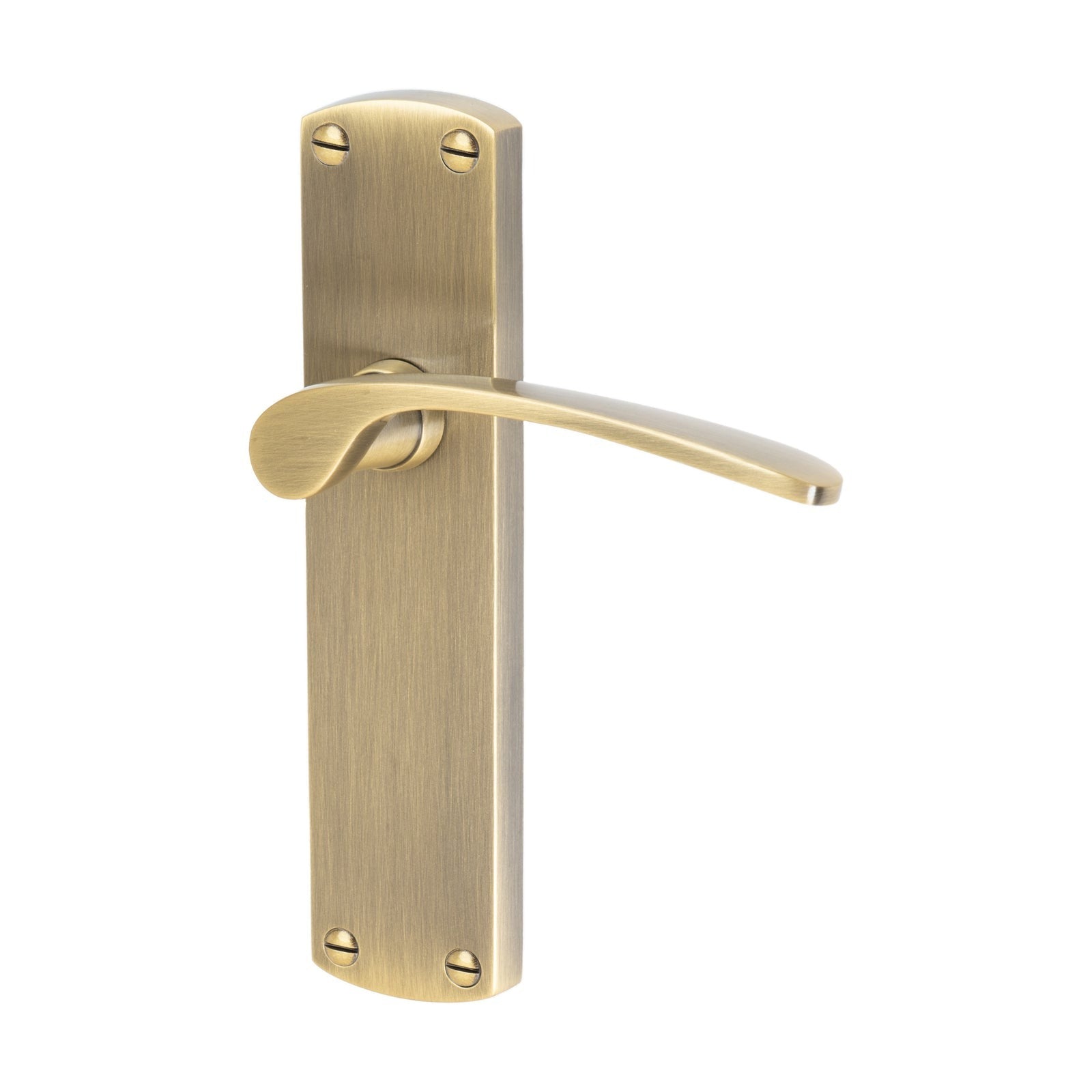 Diplomat Door Handles On Plate Latch Handle in Aged Brass SHOW