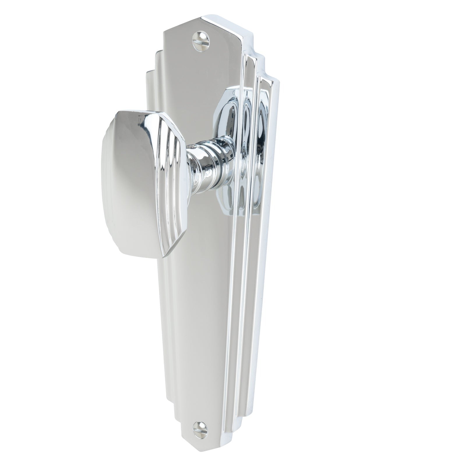 Charlston Door Handles On Plate Latch Handle in Polished Chrome SHOW