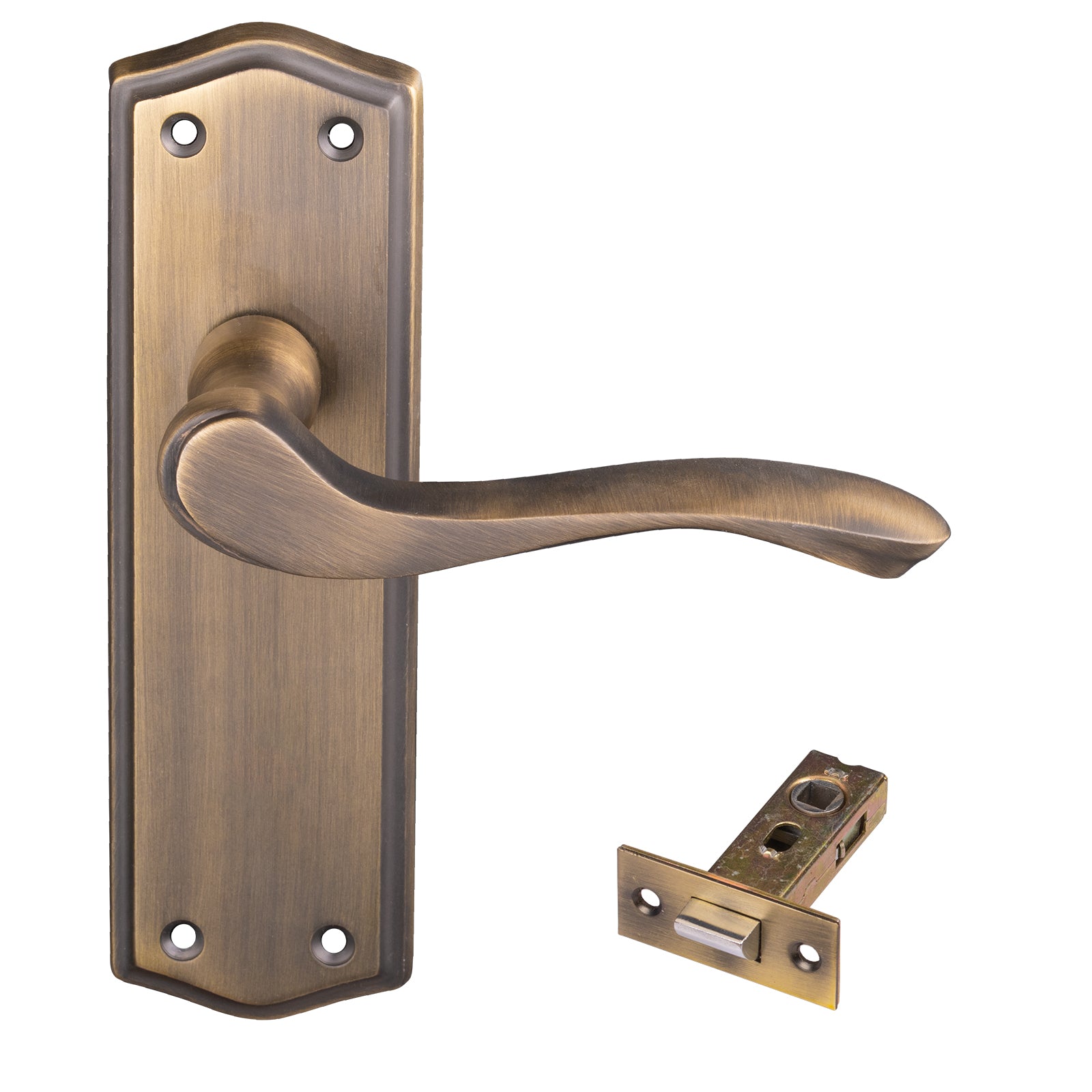antique brass door handle latch set