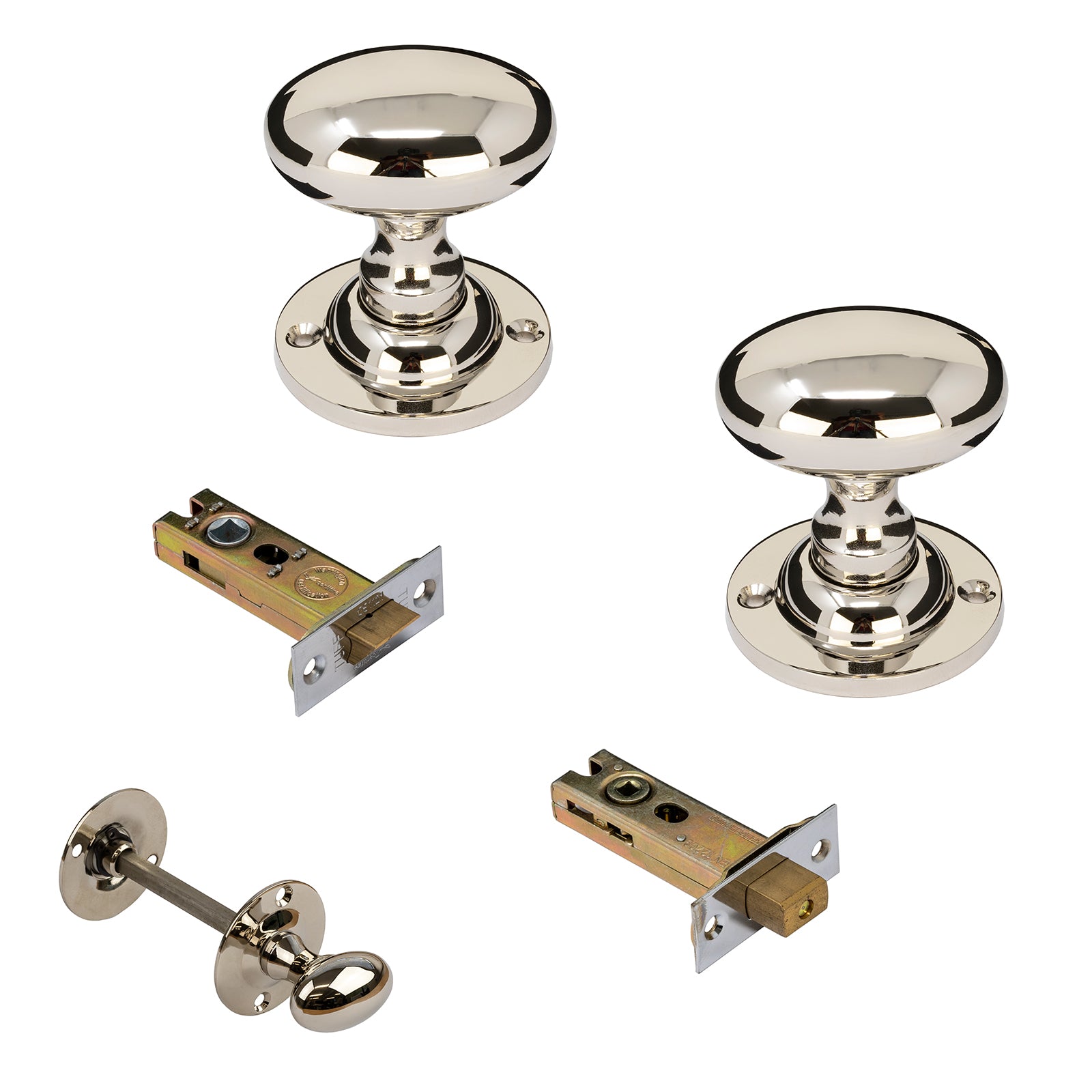 Oval nickel door knobs 3 inch bathroom set