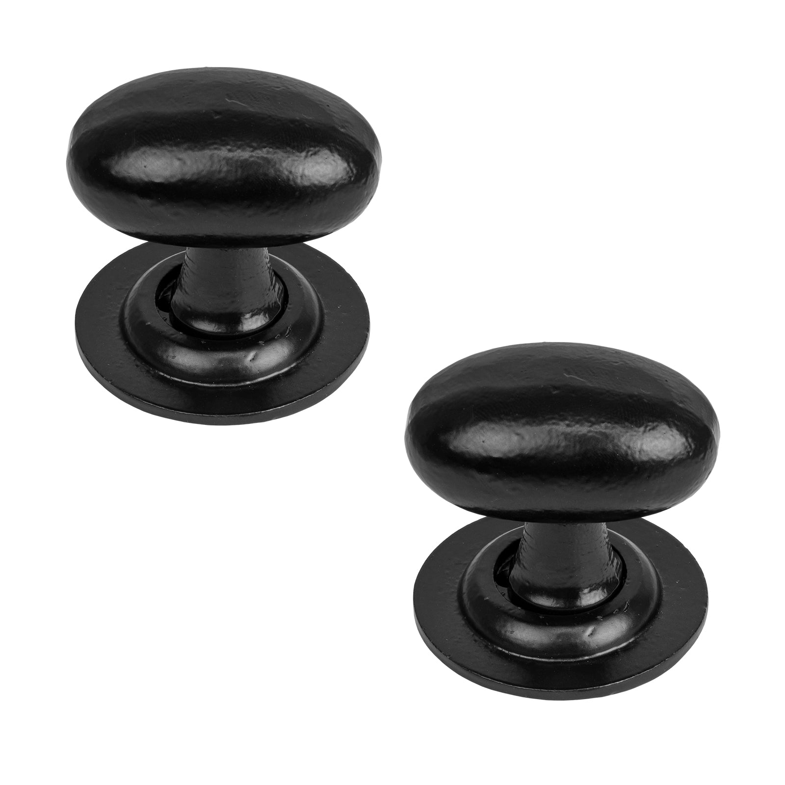 Cast Iron Oval Door Knobs, Pewter & Black