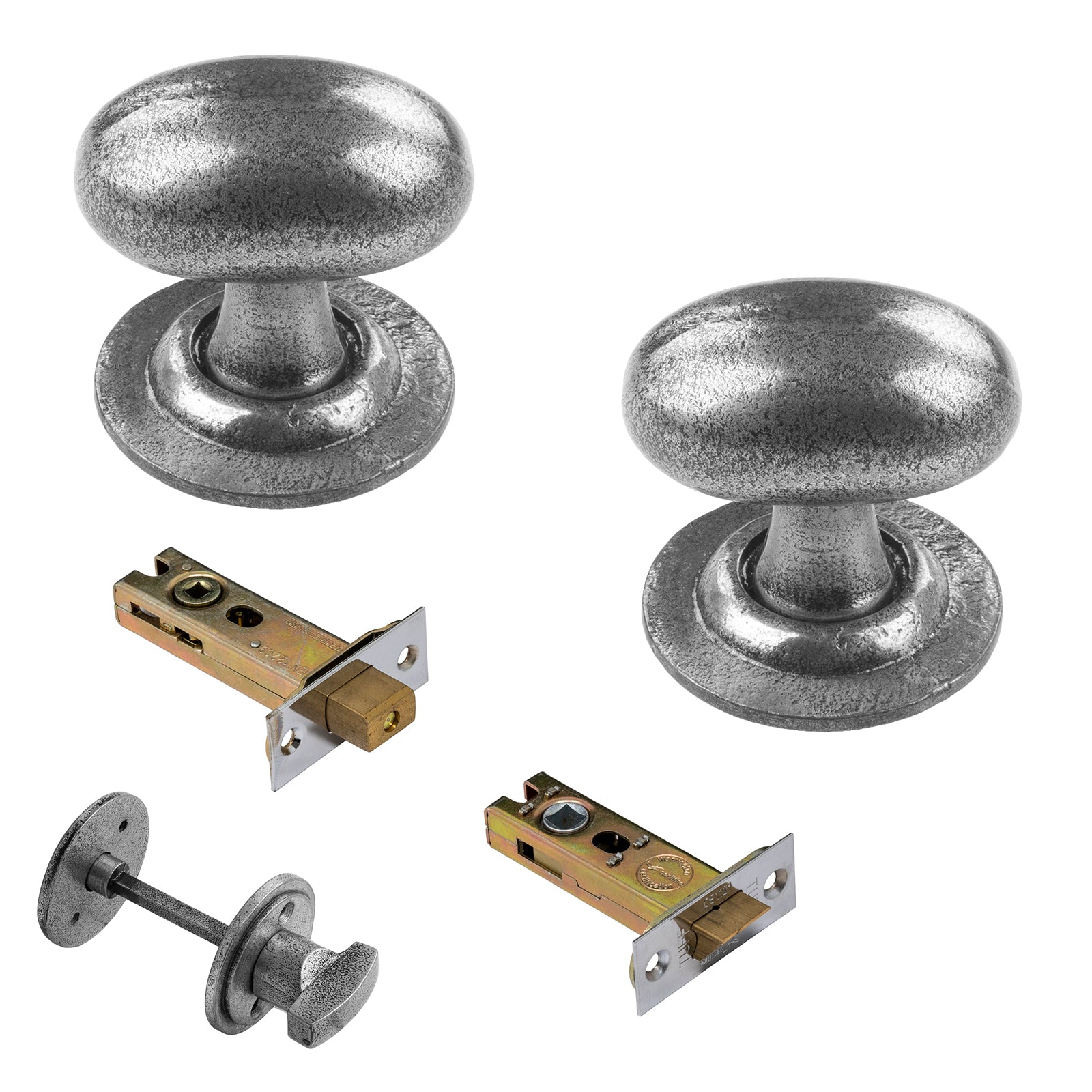 Oval cast iron pewter door knobs 3 inch bathroom set