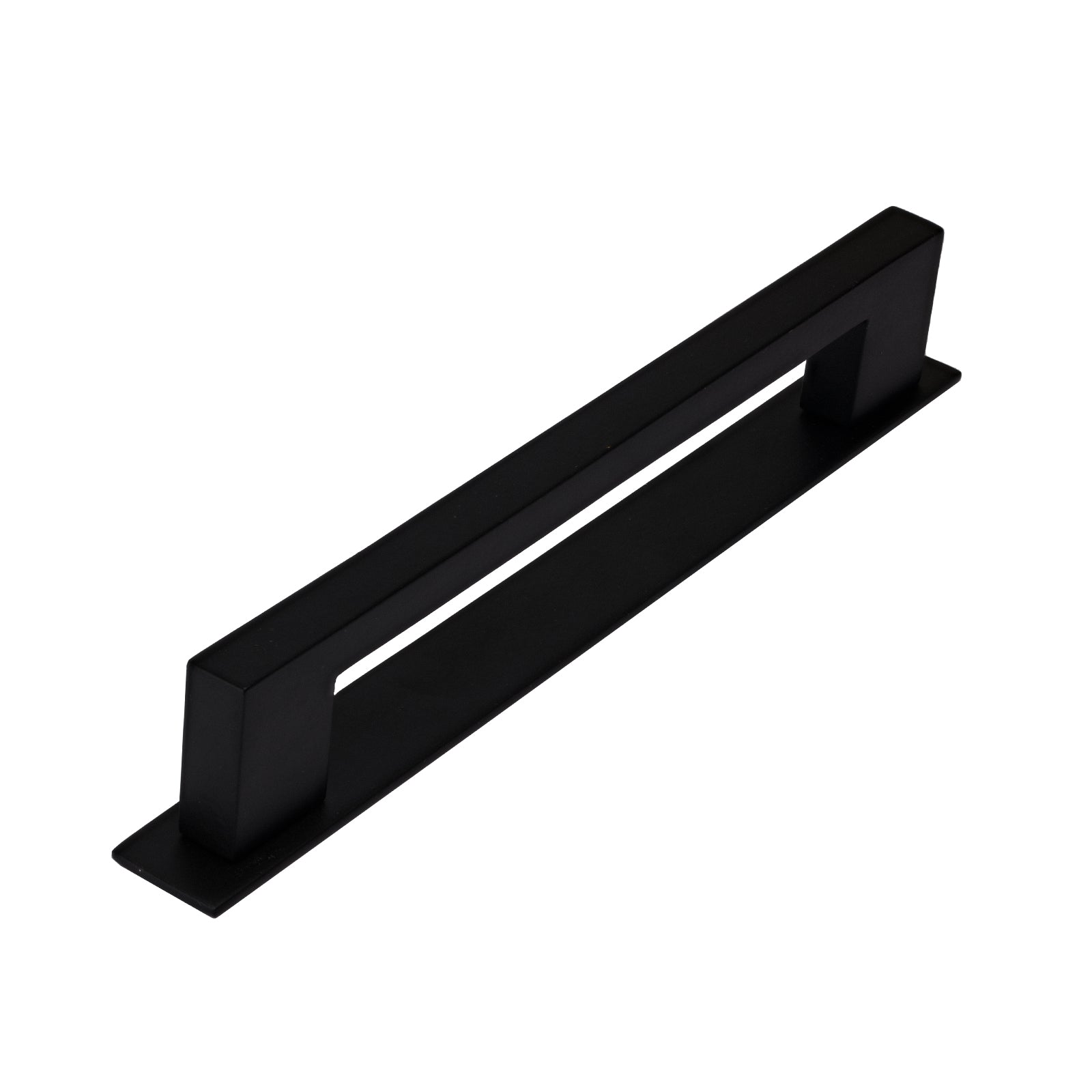 black large rectangular pull handle, kitchen cupboard handle on backplate